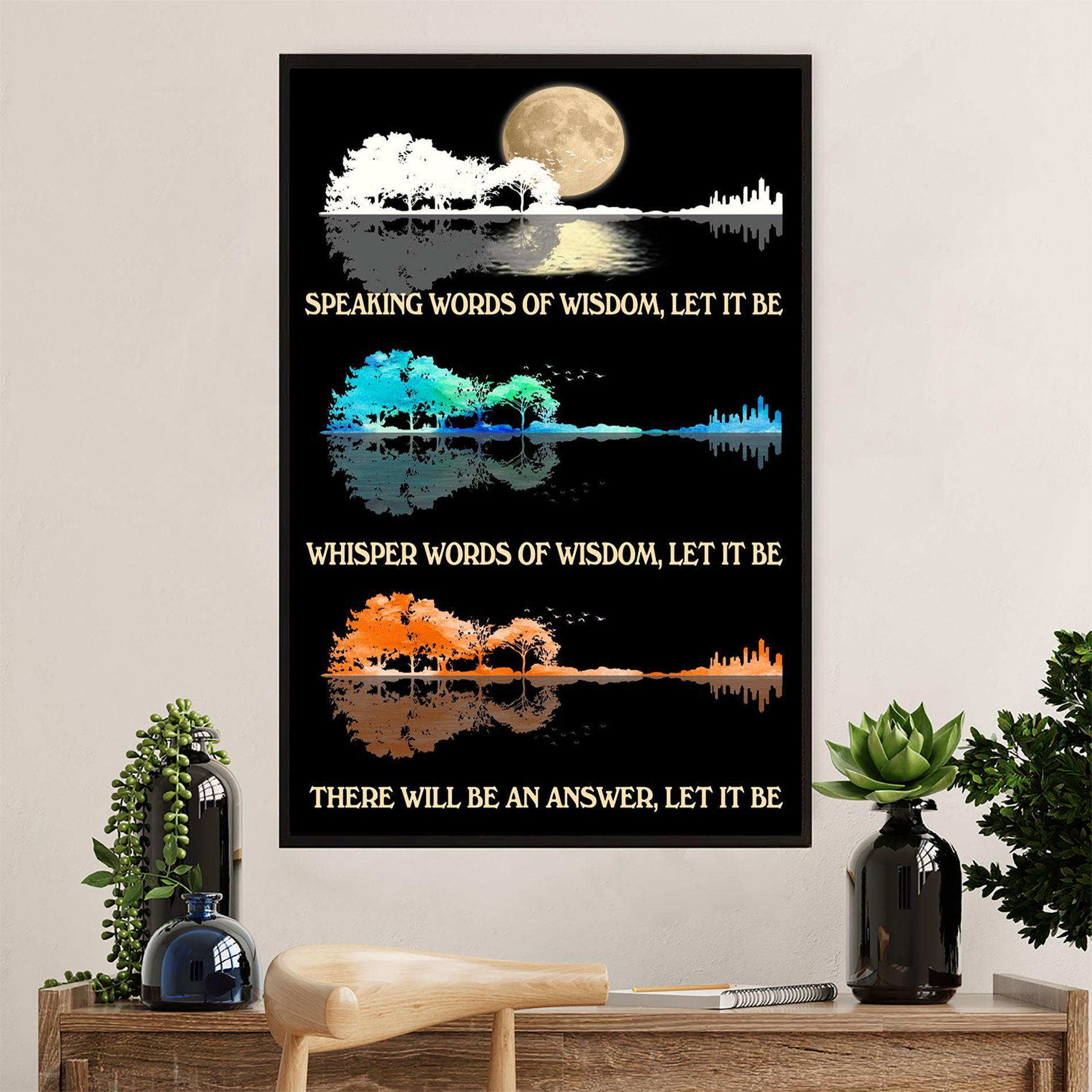 Music Guitar Poster Prints | Guitar Let It Be | Wall Art Gift for Guitarist