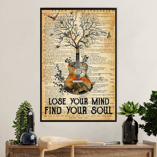 Music Guitar Poster Prints | Lose Your Mind Find Your Soul | Wall Art Gift for Guitarist