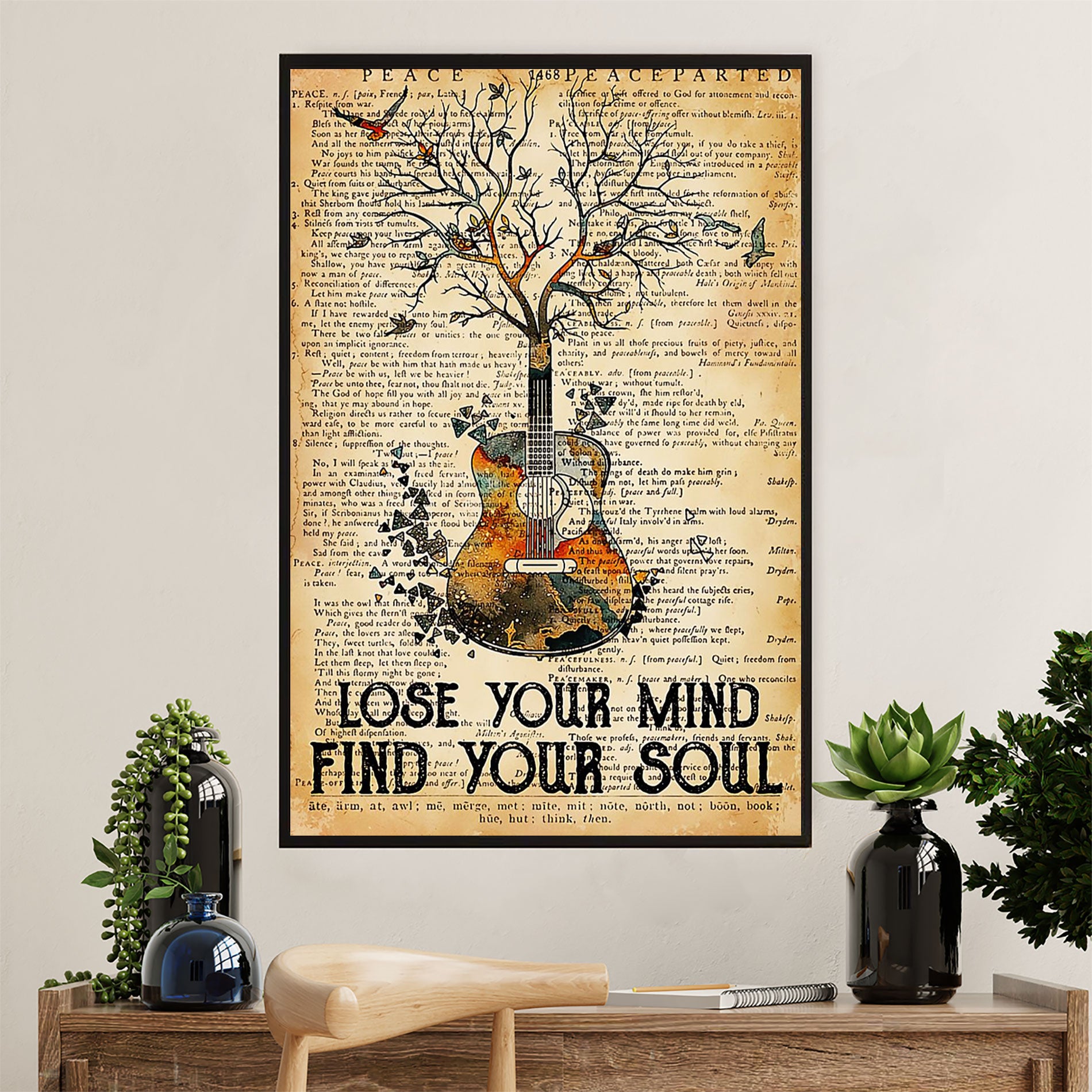 Music Guitar Canvas Wall Art Prints | Lose Your Mind Find Your Soul | Home Décor Gift for Guitarist