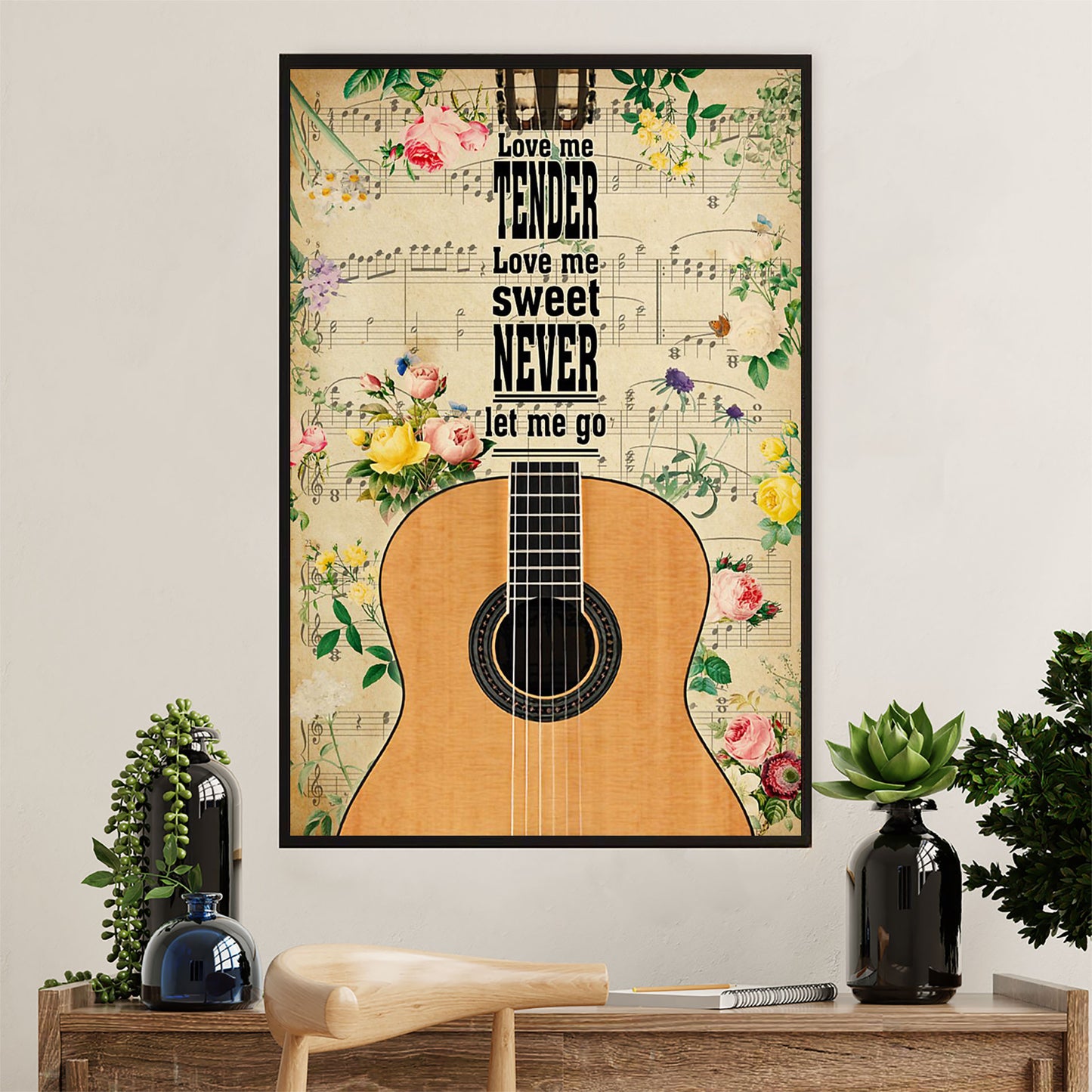 Music Guitar Poster Prints | Never Let Me Go | Wall Art Gift for Guitarist