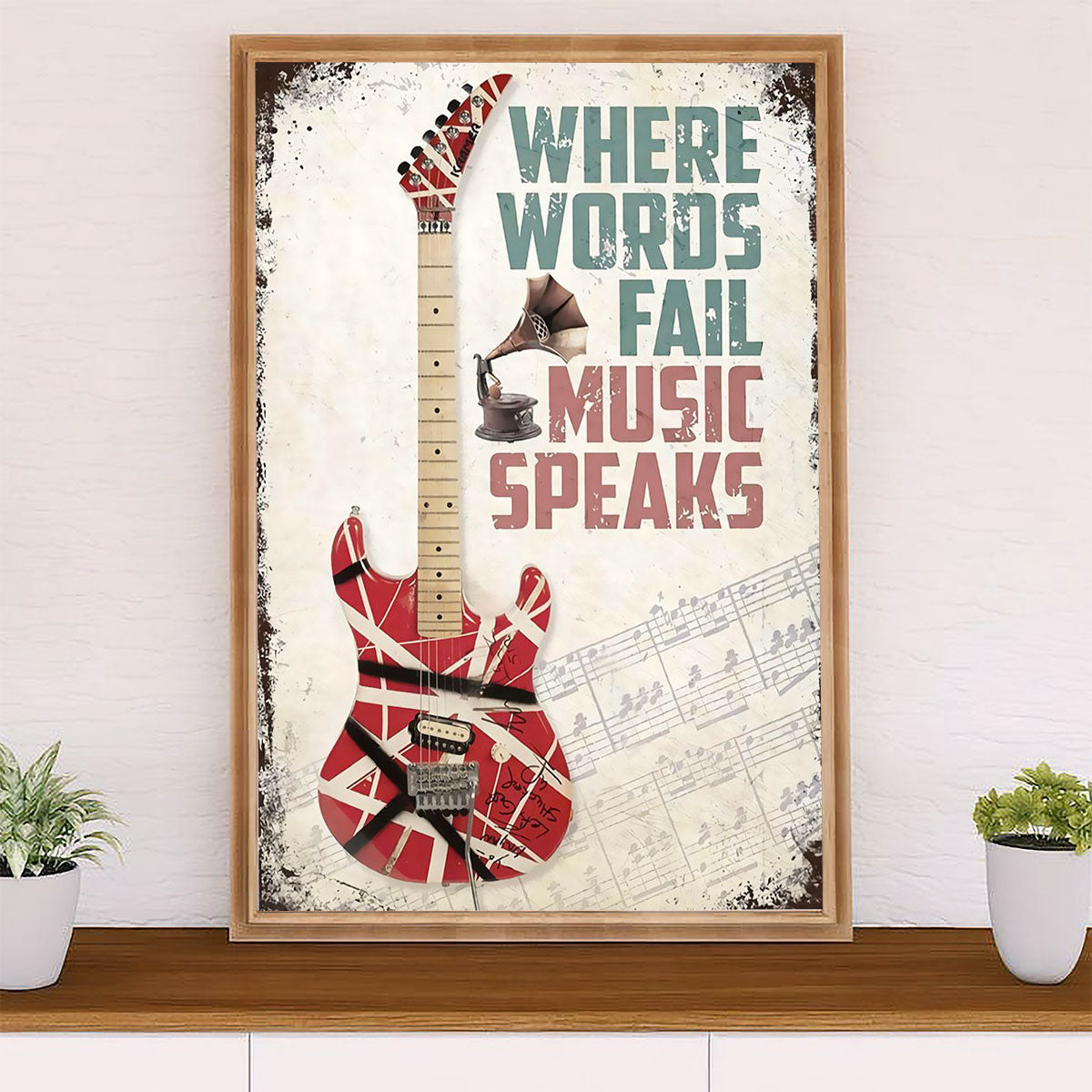 Music Guitar Poster Prints | Music Speaks | Wall Art Gift for Guitarist