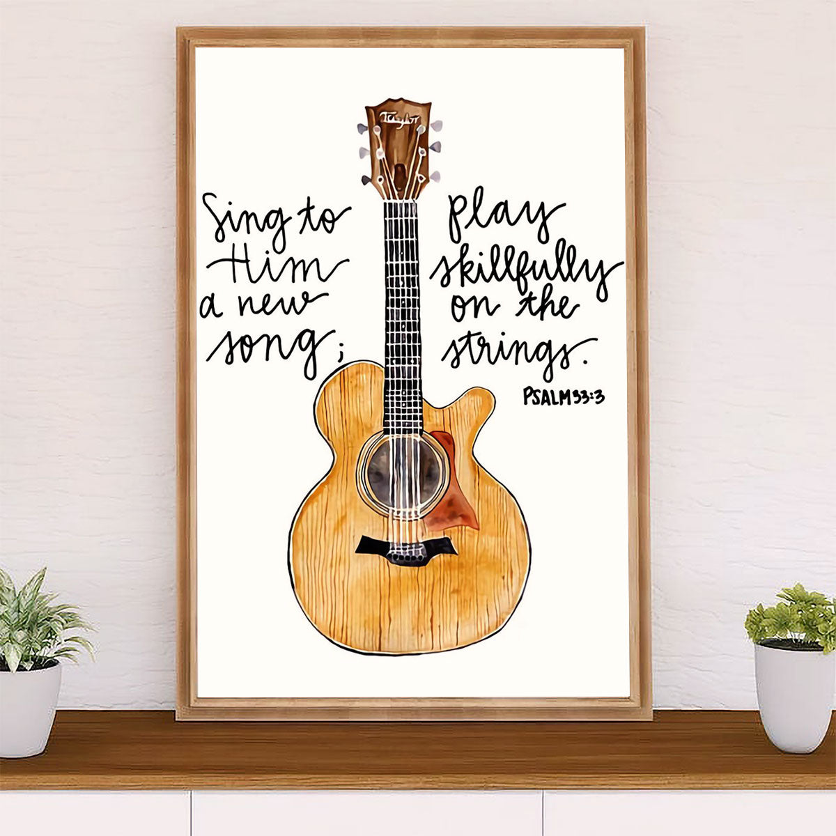 Music Guitar Canvas Wall Art Prints | Sing To Him A New Song | Home Décor Gift for Guitarist