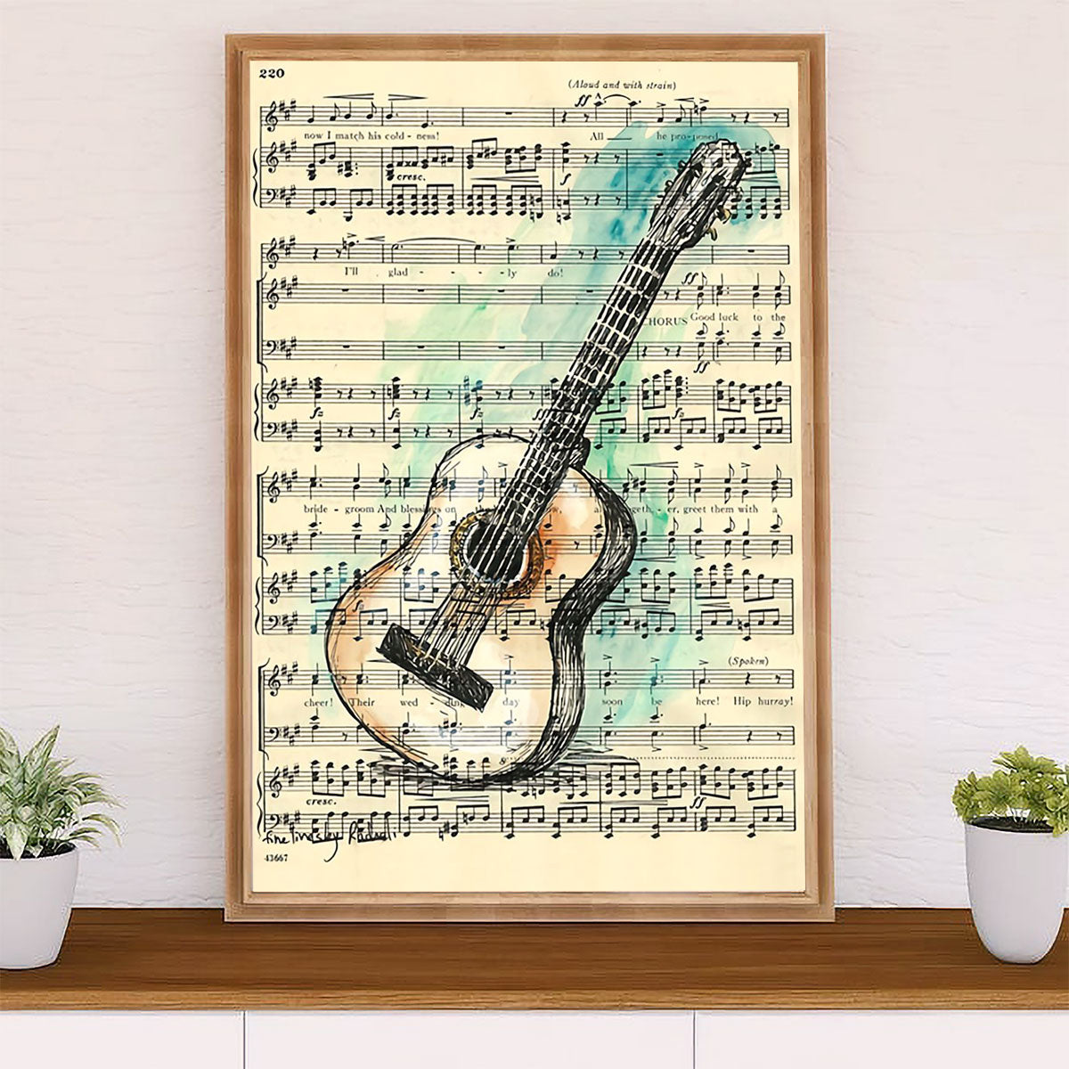 Music Guitar Canvas Wall Art Prints | Guitar Song Lyric | Home Décor Gift for Guitarist