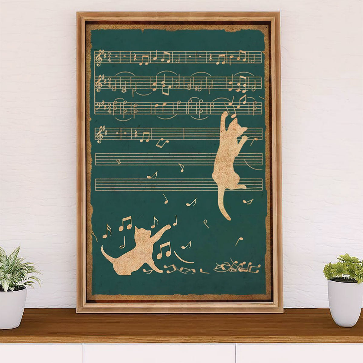 Music Guitar Canvas Wall Art Prints | Cat Guitar Song Lyric | Home Décor Gift for Guitarist