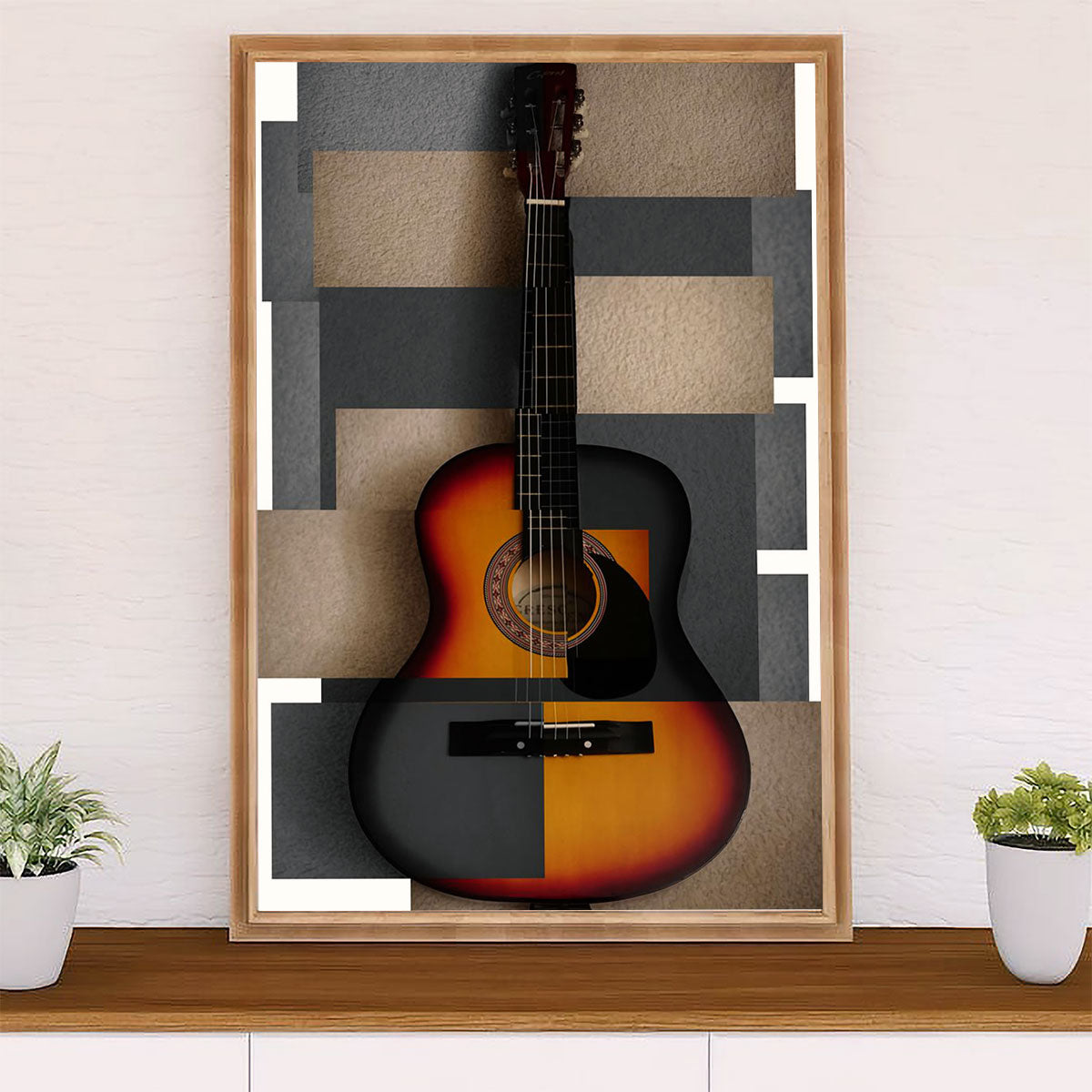 Music Guitar Canvas Wall Art Prints | Classic Guitar Potrait | Home Décor Gift for Guitarist