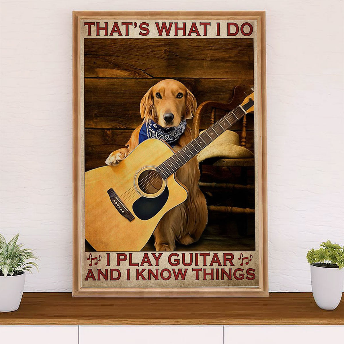 Music Guitar Canvas Wall Art Prints | Play Guitar & Know Things | Home Décor Gift for Guitarist