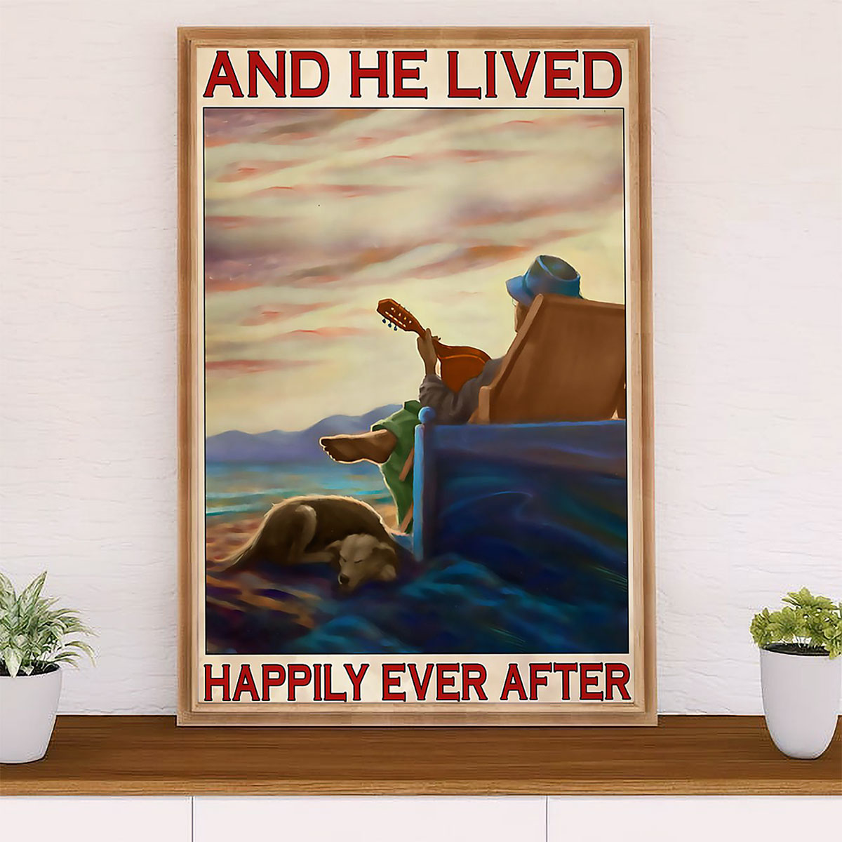 Music Guitar Canvas Wall Art Prints | He Lived Happily | Home Décor Gift for Guitarist