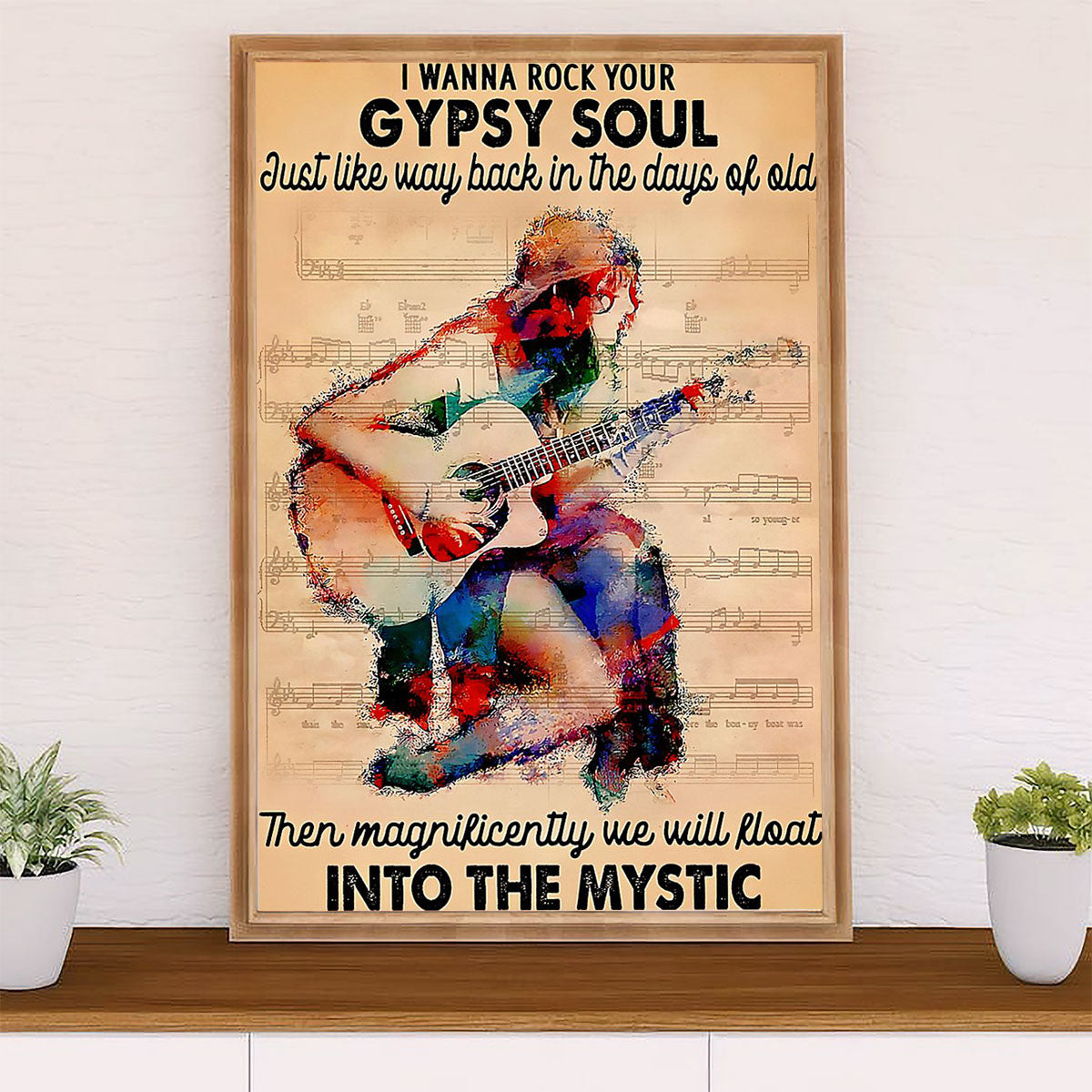 Music Guitar Poster Prints | Girl Gypsy Soul | Wall Art Gift for Guitarist