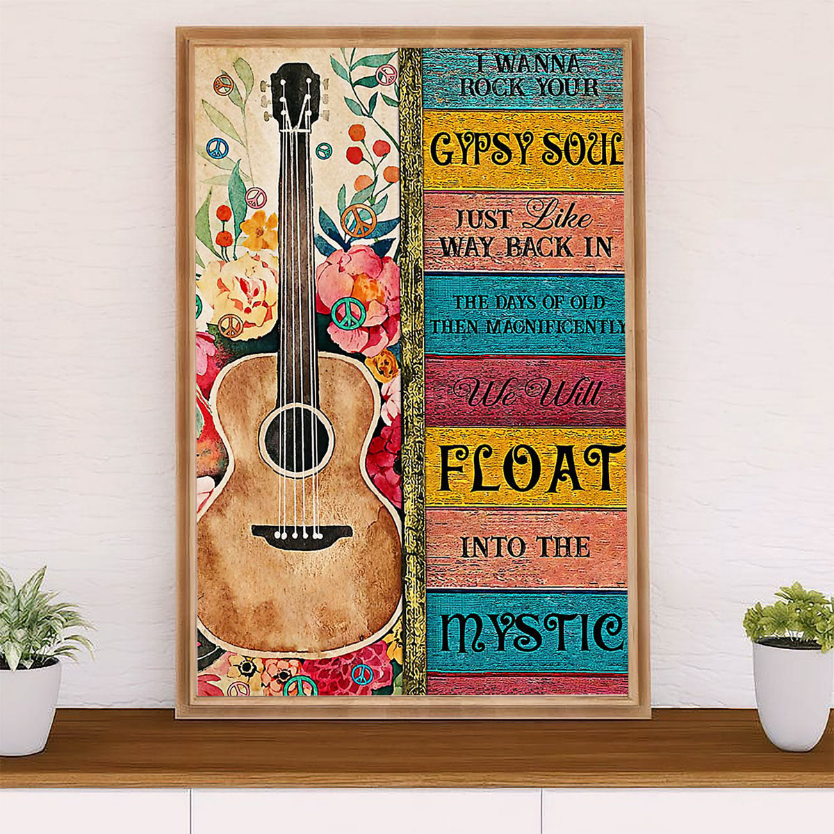 Music Guitar Poster Prints | Girl Gypsy Soul | Wall Art Gift for Guitarist