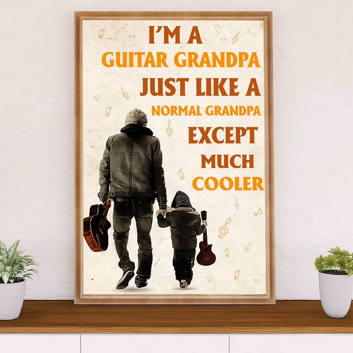 Music Guitar Canvas Wall Art Prints | Guitar Grandpa | Home Décor Gift for Guitarist