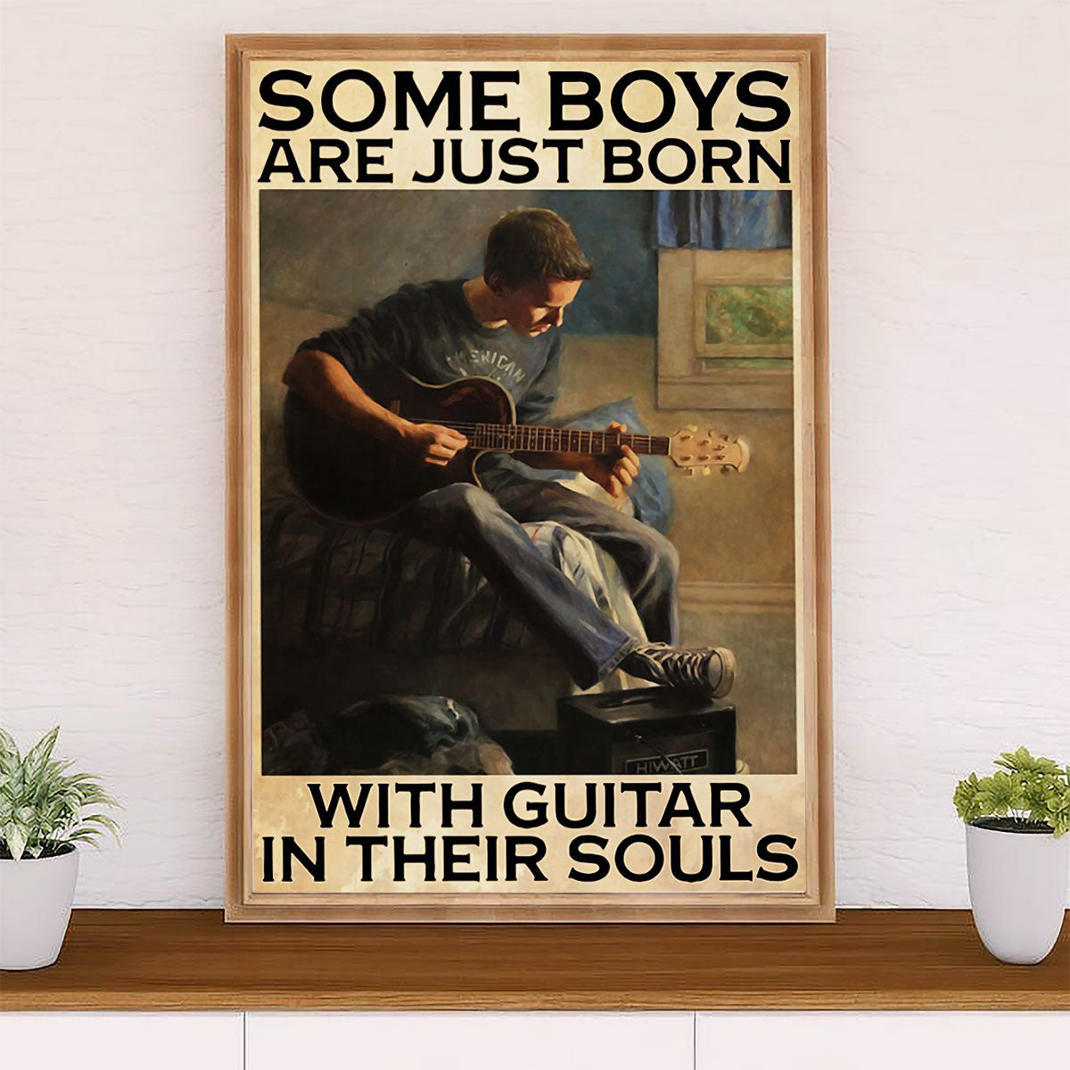 Music Guitar Poster Prints | Boys Born With Guitar | Wall Art Gift for Guitarist