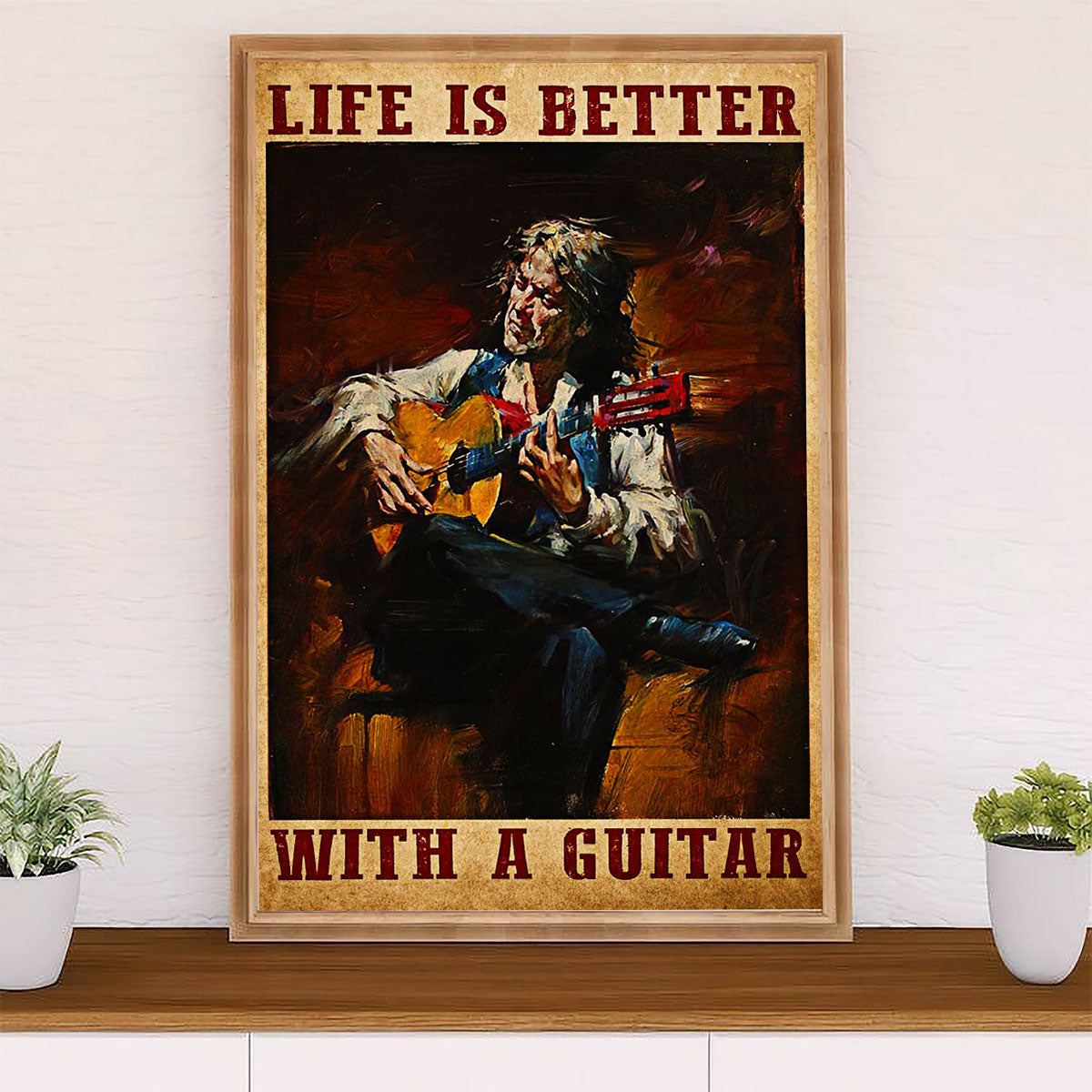 Music Guitar Canvas Wall Art Prints | Life Is Better With Guitar | Home Décor Gift for Guitarist