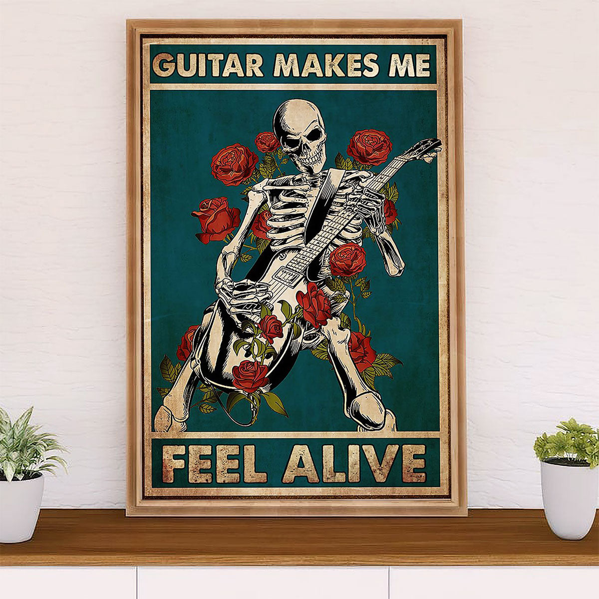 Music Guitar Canvas Wall Art Prints | Guitar Makes Me Feel Alive | Home Décor Gift for Guitarist