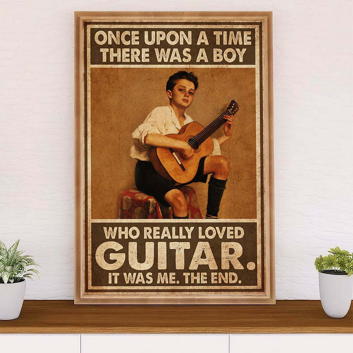 Music Guitar Canvas Wall Art Prints | Boy Loves Guitar | Home Décor Gift for Guitarist