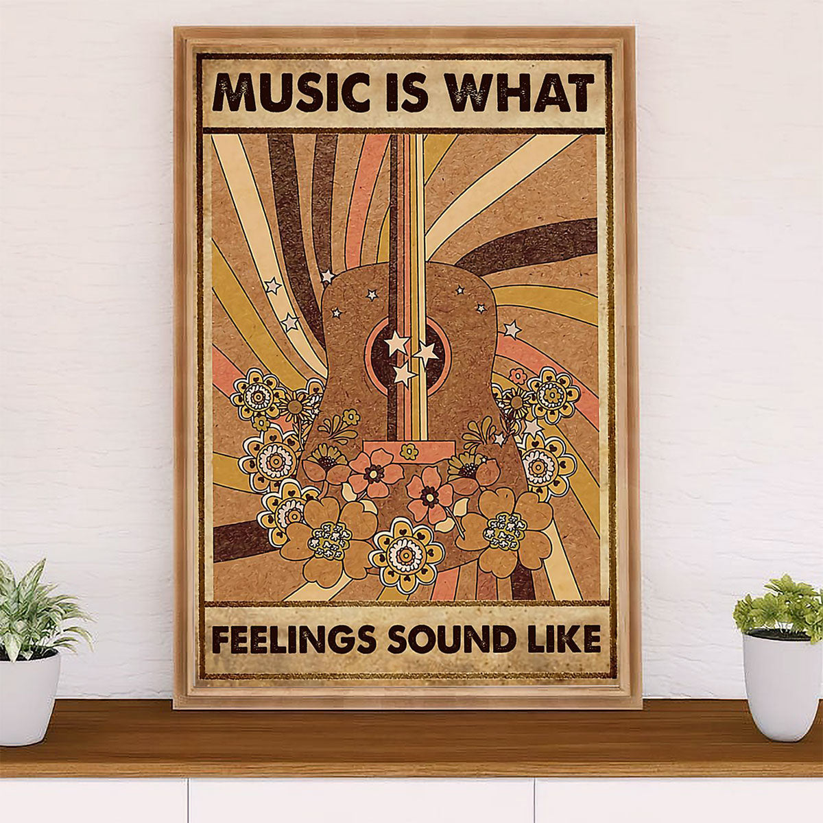 Music Guitar Canvas Wall Art Prints | Music is What Feelings Sound Like | Home Décor Gift for Guitarist