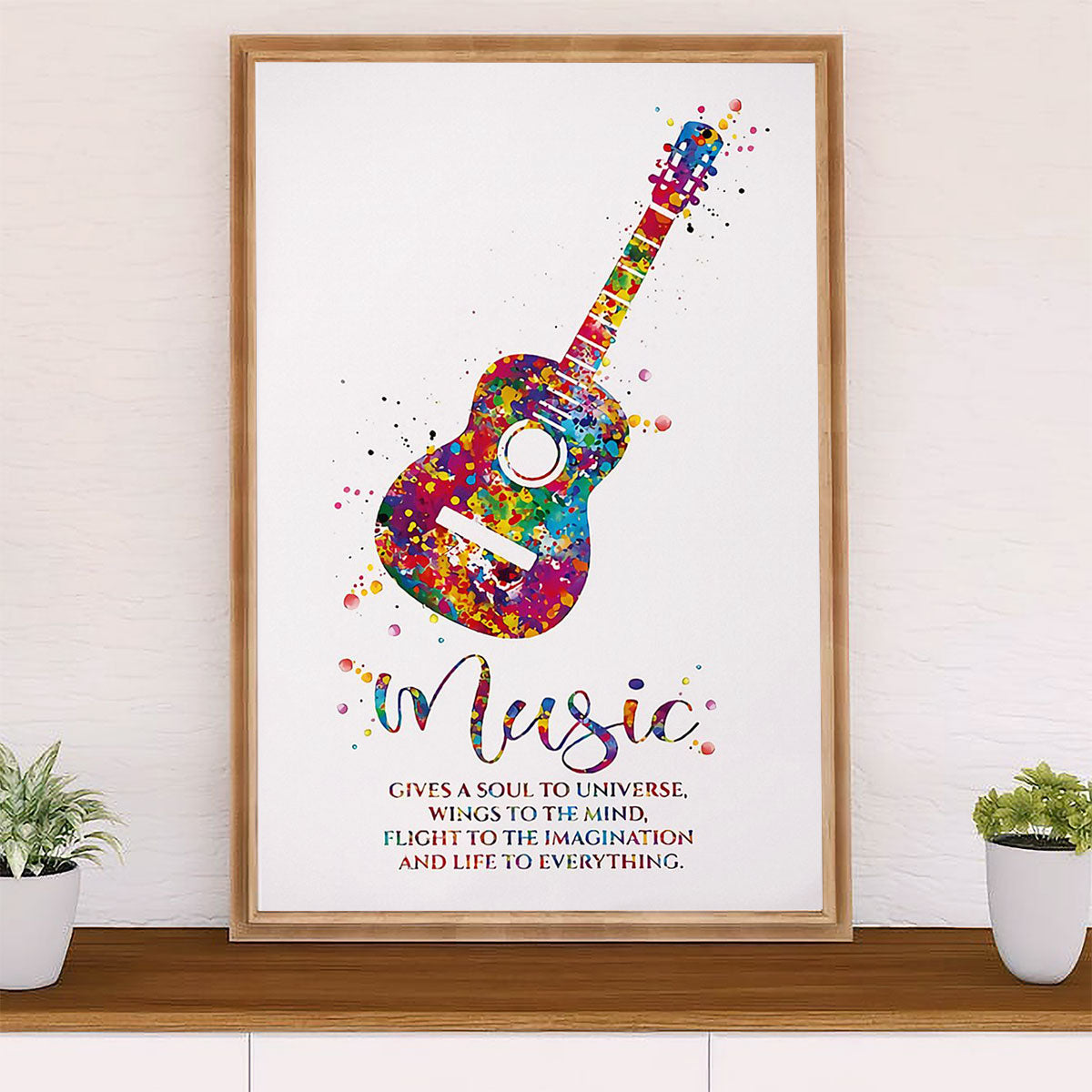 Music Guitar Canvas Wall Art Prints | Music Gives A Soul To Universe | Home Décor Gift for Guitarist