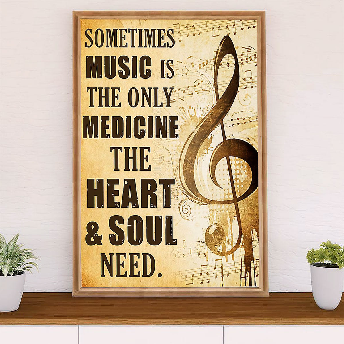 Music Guitar Poster Prints | Music Is The Only Medicine | Wall Art Gift for Guitarist