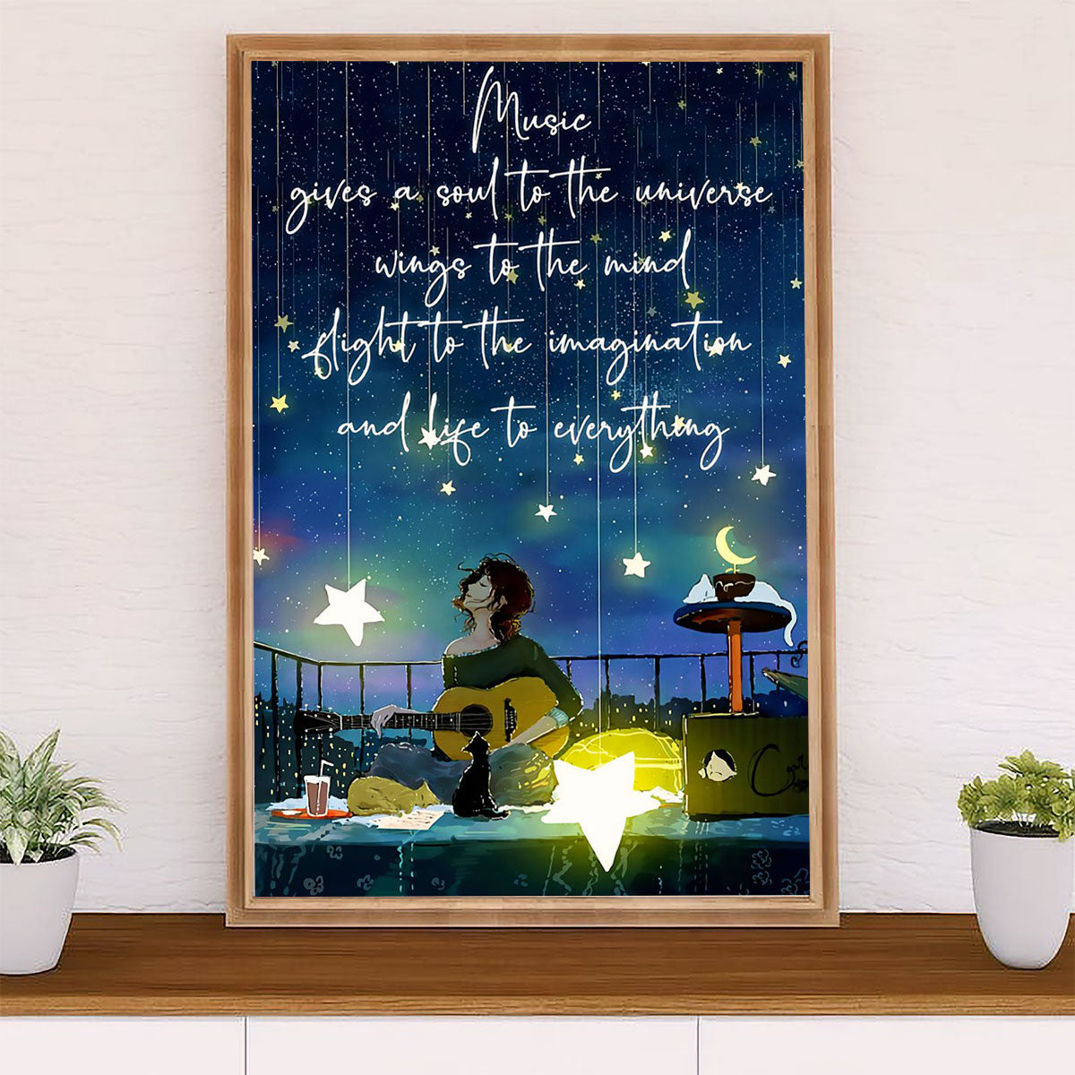 Music Guitar Poster Prints | Girl Plays Guitar | Wall Art Gift for Guitarist