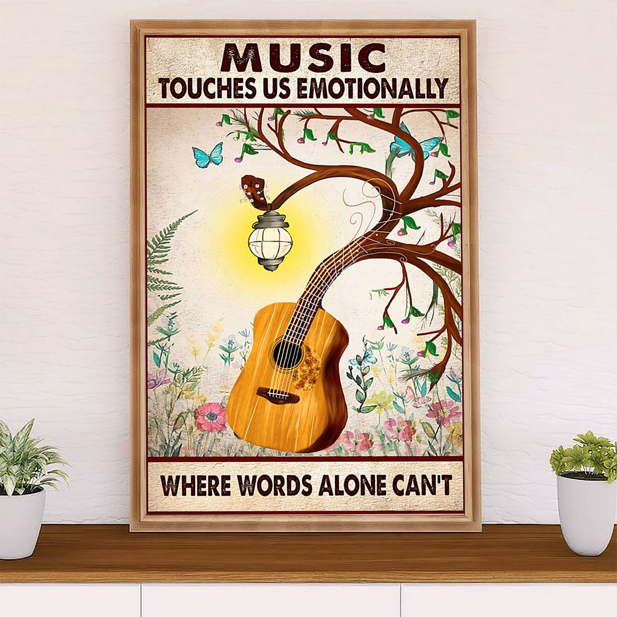 Music Guitar Canvas Wall Art Prints | Music Touches Us Emotionally | Home Décor Gift for Guitarist