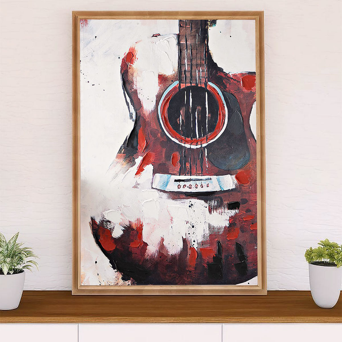Music Guitar Canvas Wall Art Prints | Accoustic Guitar Painting | Home Décor Gift for Guitarist