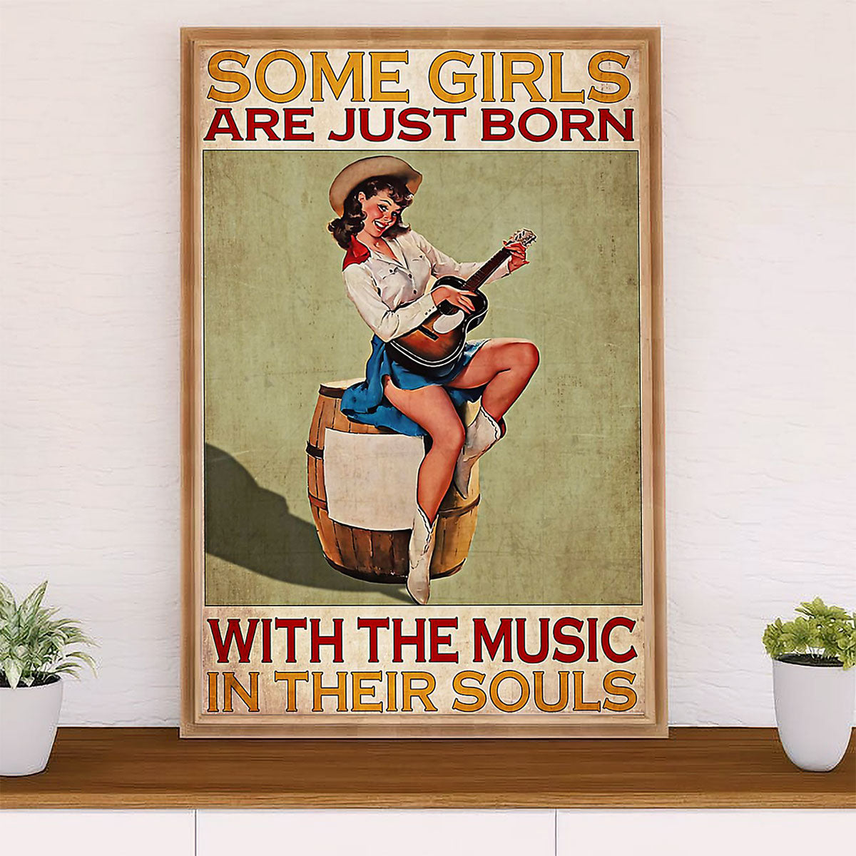 Music Guitar Poster Prints | Girls Born With The Music | Wall Art Gift for Guitarist