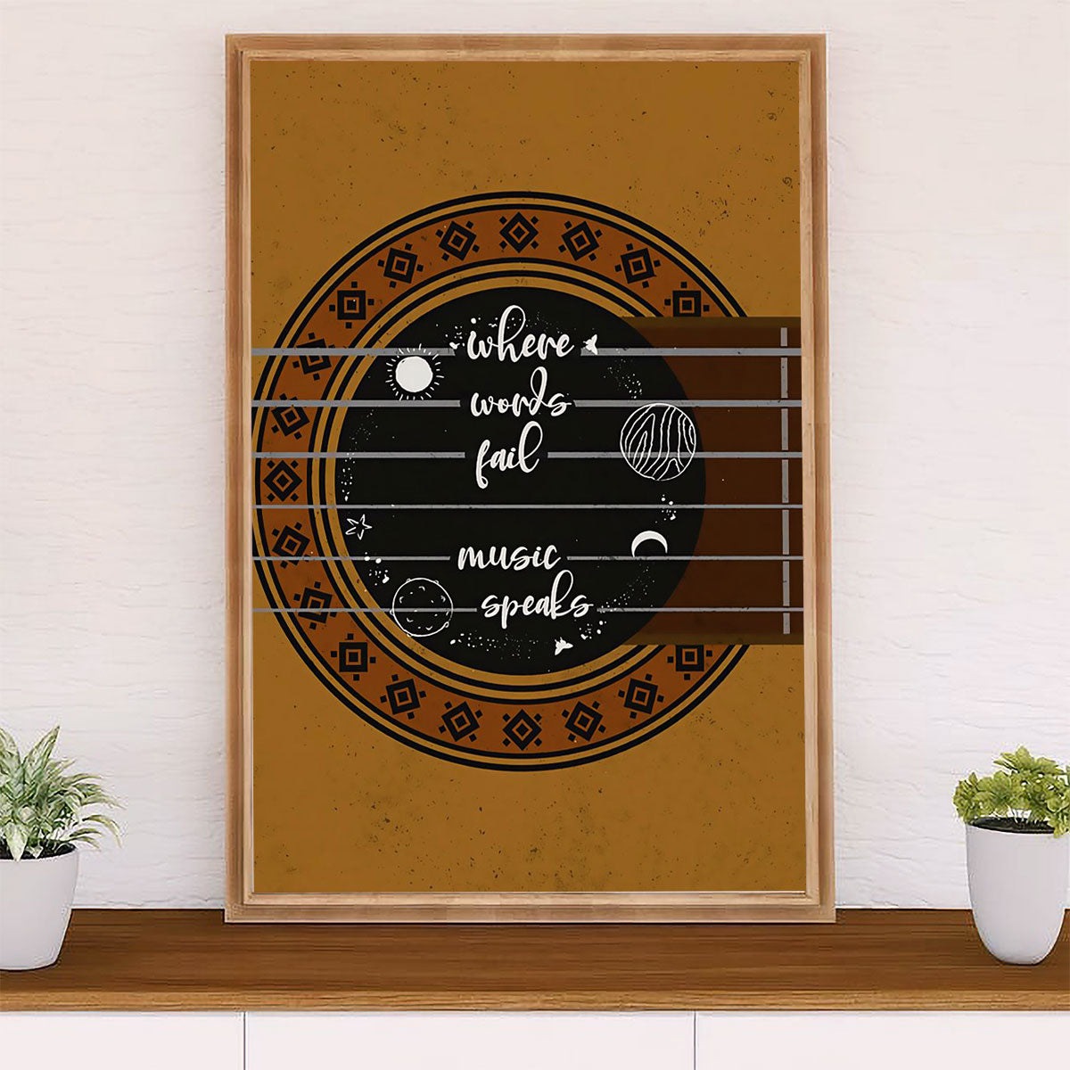 Music Guitar Canvas Wall Art Prints | Where Words Fail | Home Décor Gift for Guitarist