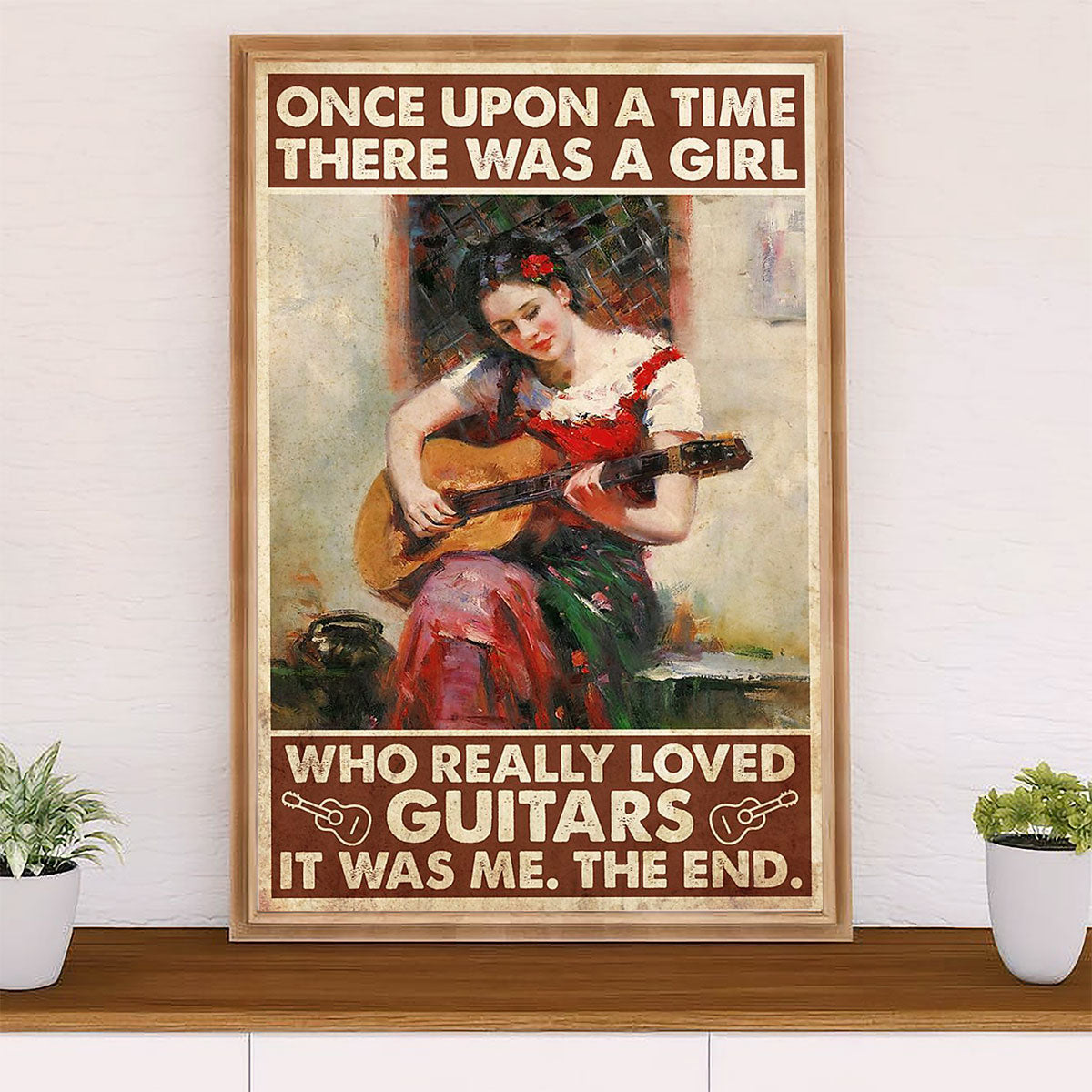 Music Guitar Canvas Wall Art Prints | Girl Loved Guitars | Home Décor Gift for Guitarist