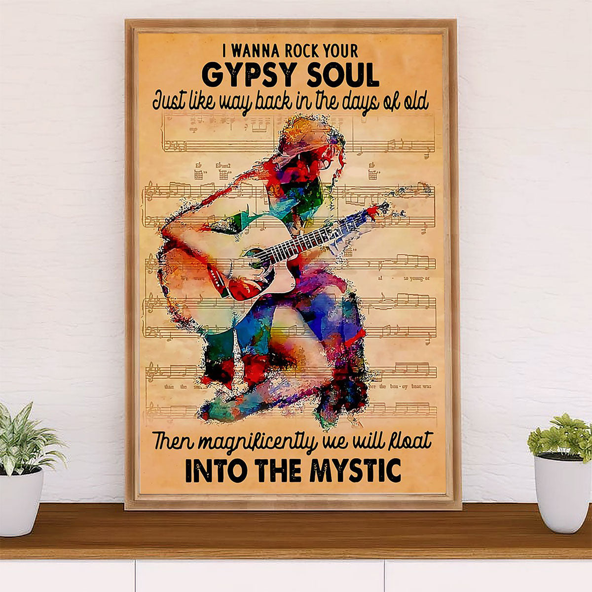 Music Guitar Poster Prints | Gypsy Girl Plays Guitar | Wall Art Gift for Guitarist