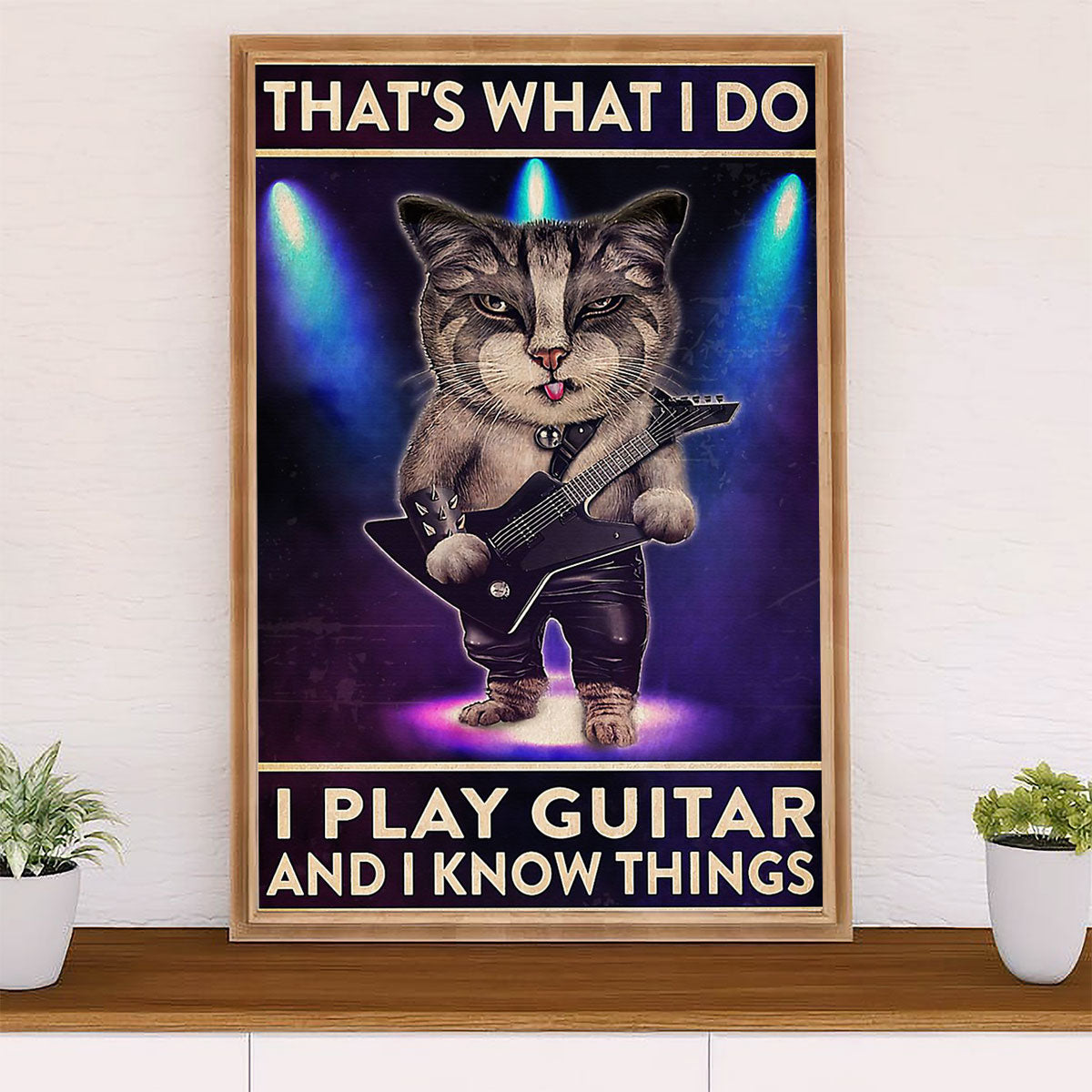 Music Guitar Canvas Wall Art Prints | Play Electric Guitar & Know Things | Home Décor Gift for Guitarist