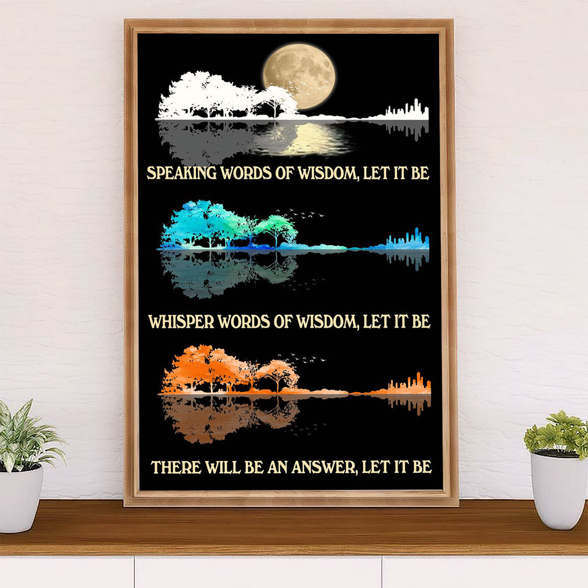 Music Guitar Canvas Wall Art Prints | Guitar Let It Be | Home Décor Gift for Guitarist