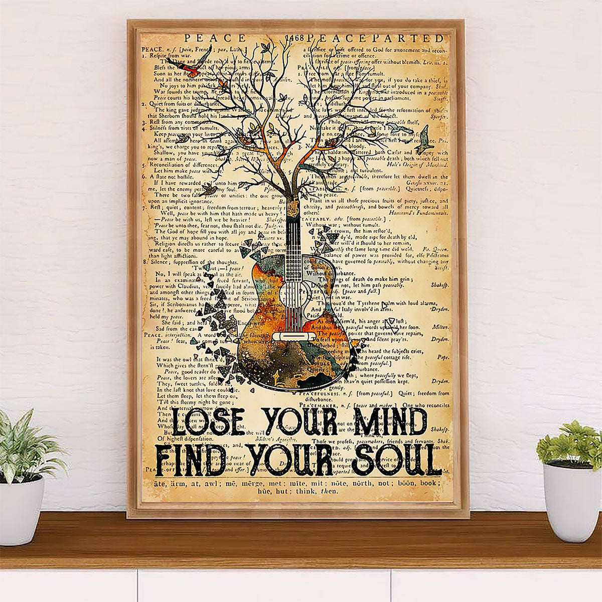 Music Guitar Canvas Wall Art Prints | Lose Your Mind Find Your Soul | Home Décor Gift for Guitarist