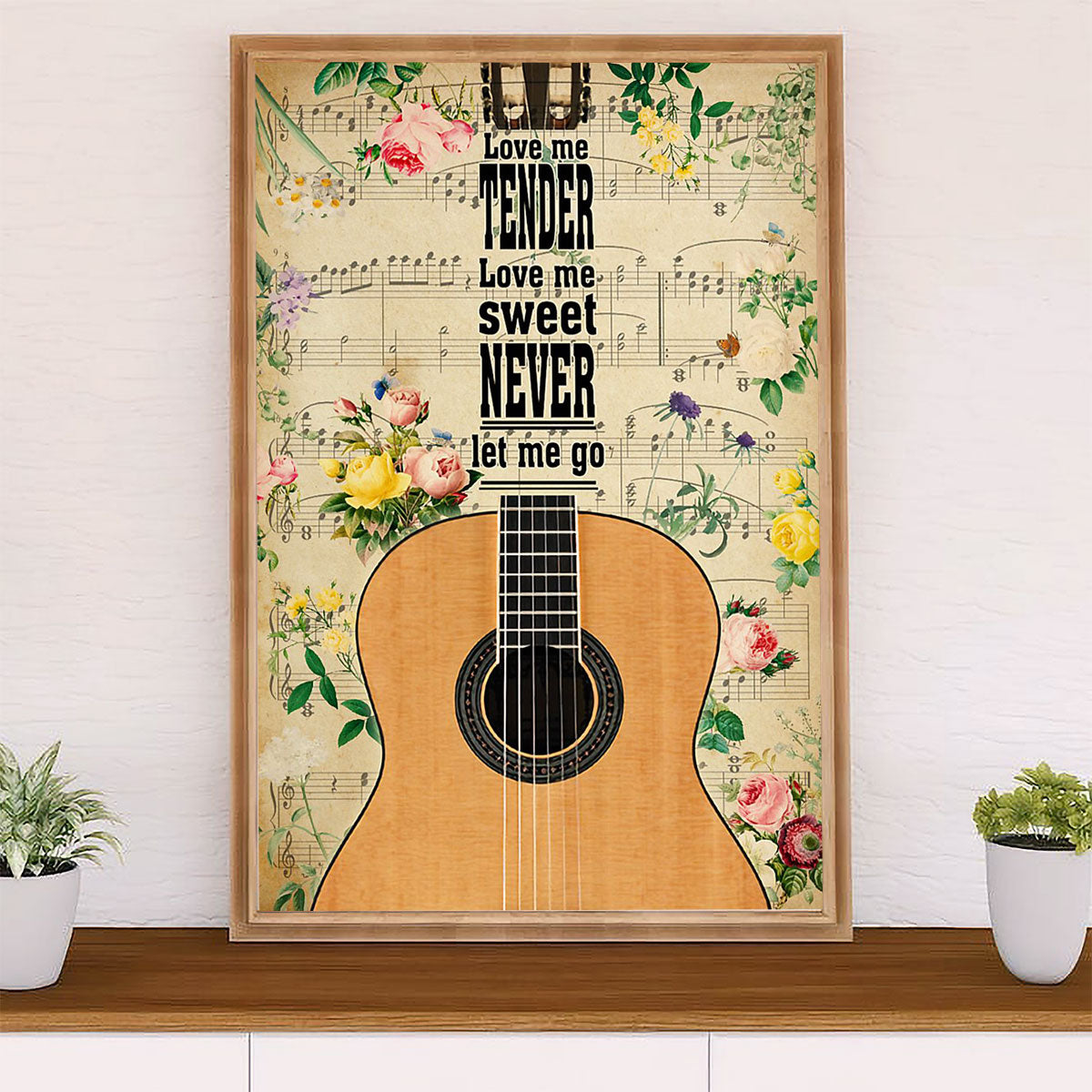 Music Guitar Poster Prints | Never Let Me Go | Wall Art Gift for Guitarist