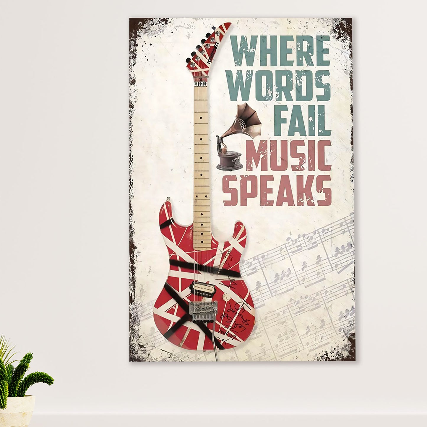Music Guitar Poster Prints | Music Speaks | Wall Art Gift for Guitarist