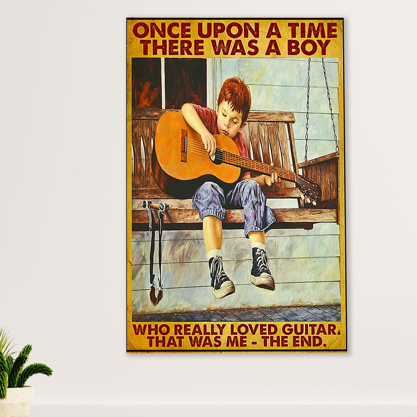 Music Guitar Poster Prints | Boy Loved Guitar | Wall Art Gift for Guitarist