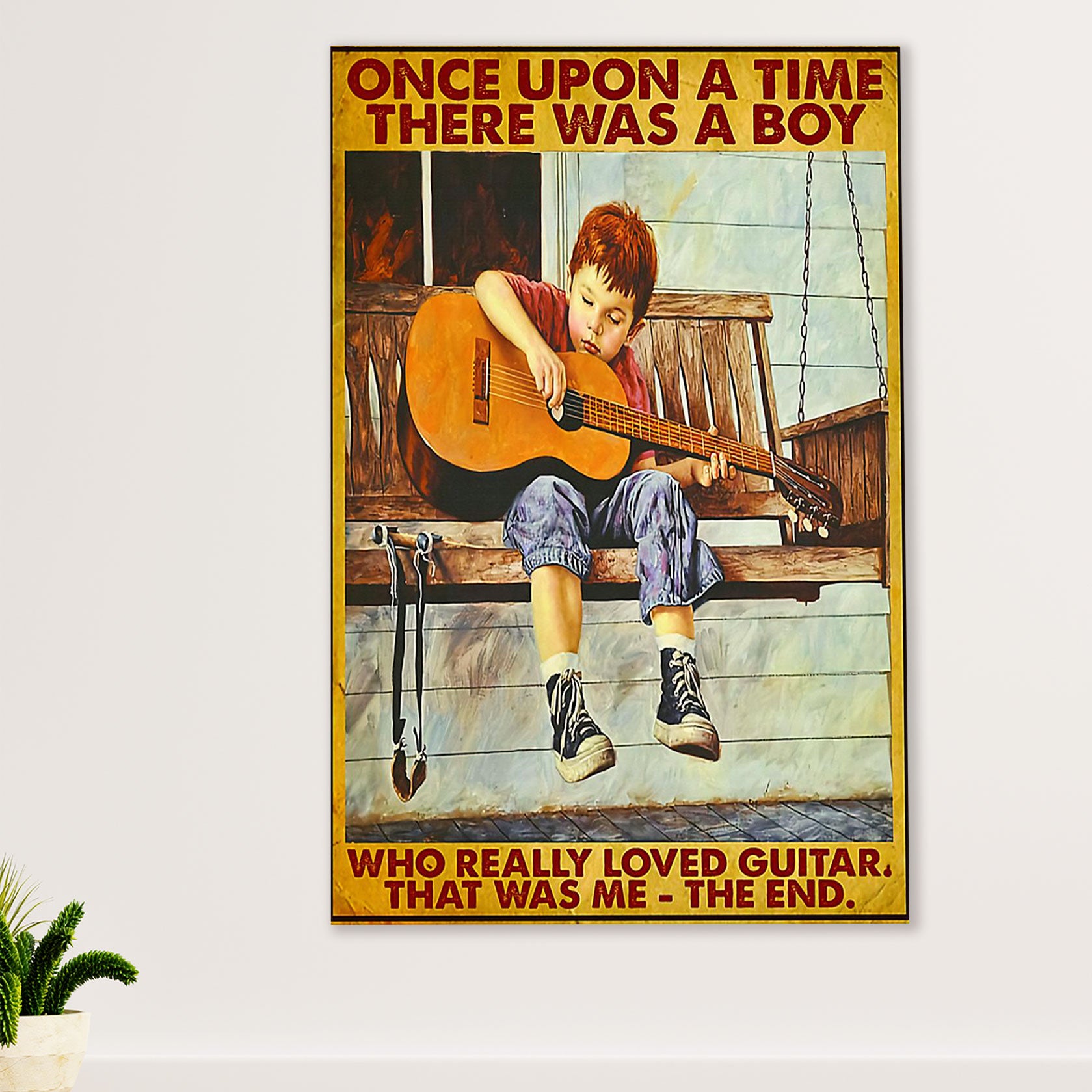 Music Guitar Poster Prints | Boy Loved Guitar | Wall Art Gift for Guitarist