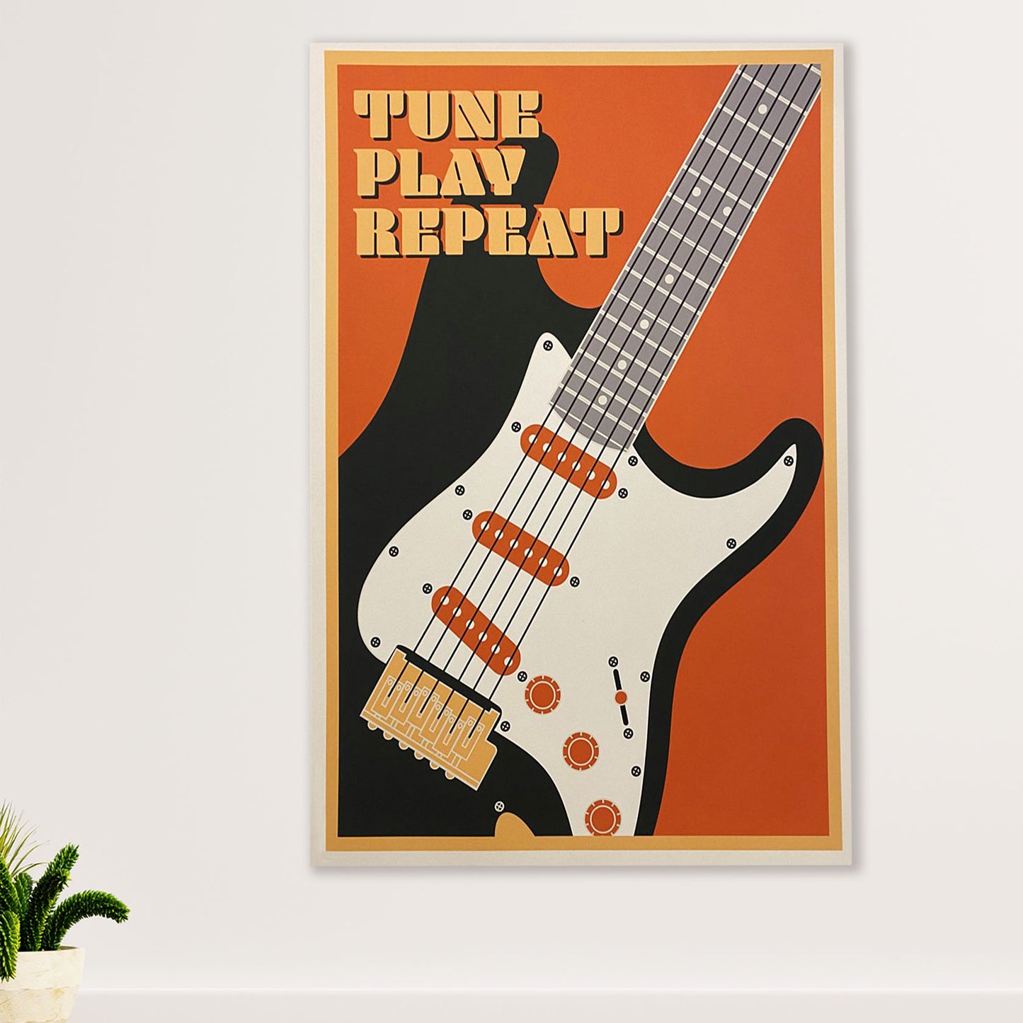 Music Guitar Poster Prints | Tune Play Repeat | Wall Art Gift for Guitarist