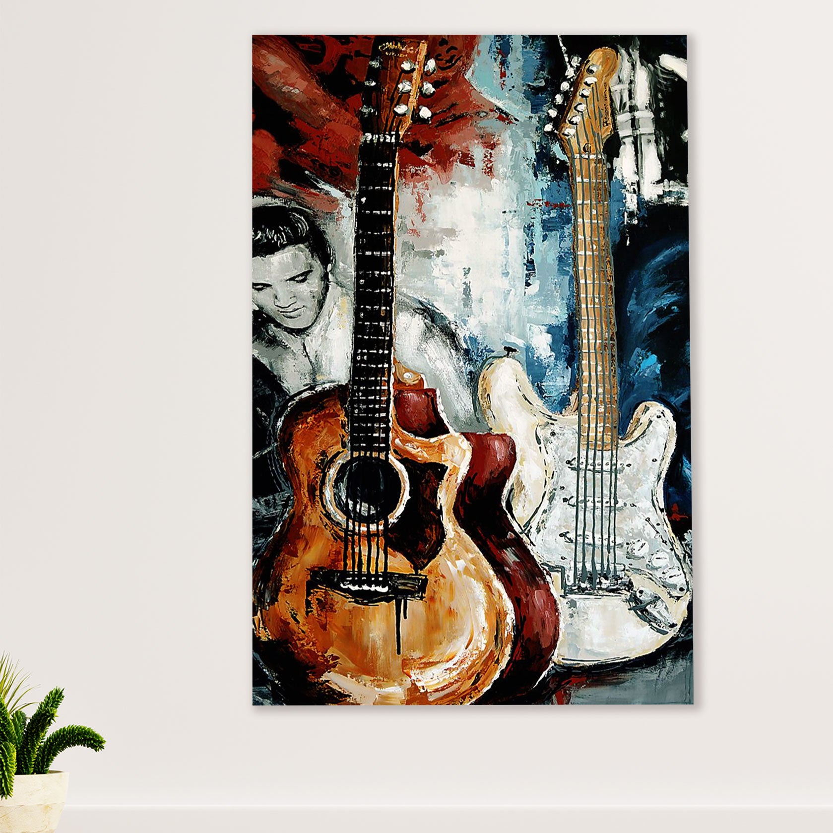 Music Guitar Canvas Wall Art Prints | Guitarist Plays Guitar Painting | Home Décor Gift for Guitarist