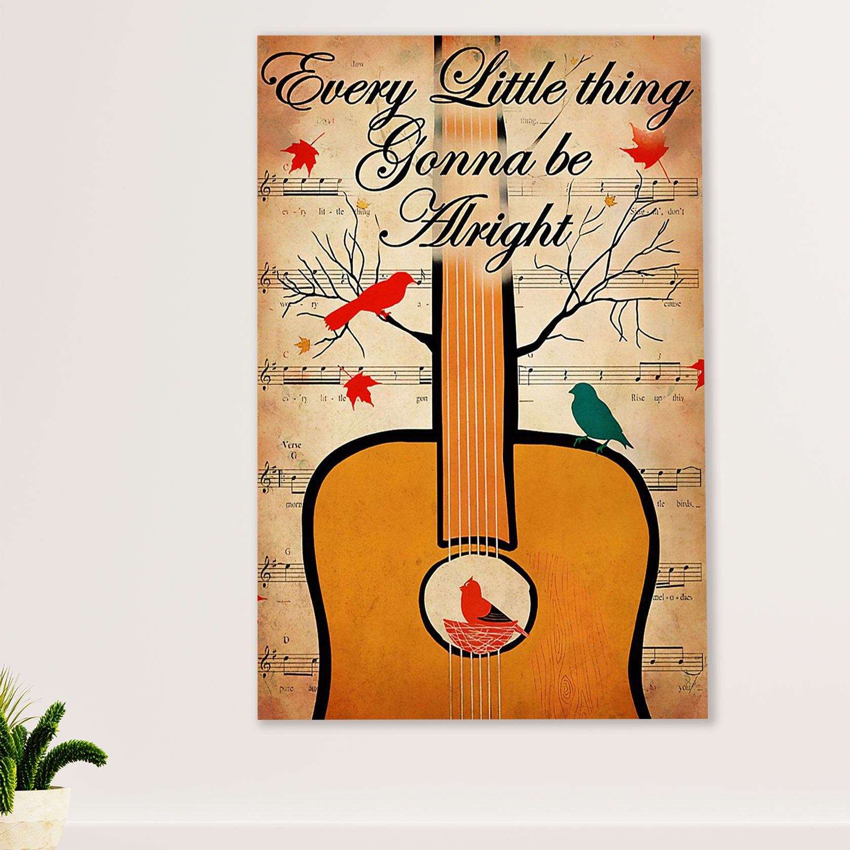 Music Guitar Canvas Wall Art Prints | Gonna Be Alright | Home Décor Gift for Guitarist