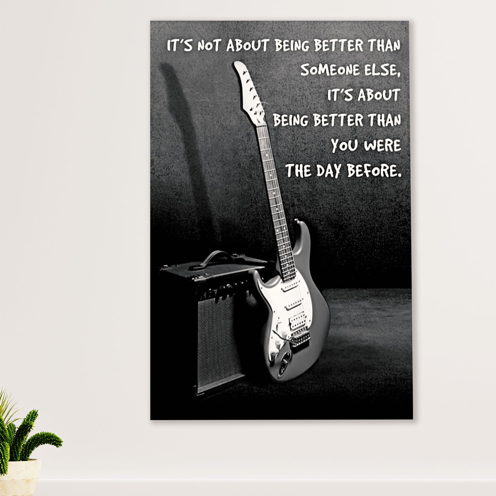 Music Guitar Canvas Wall Art Prints | Better Than Yesterday | Home Décor Gift for Guitarist
