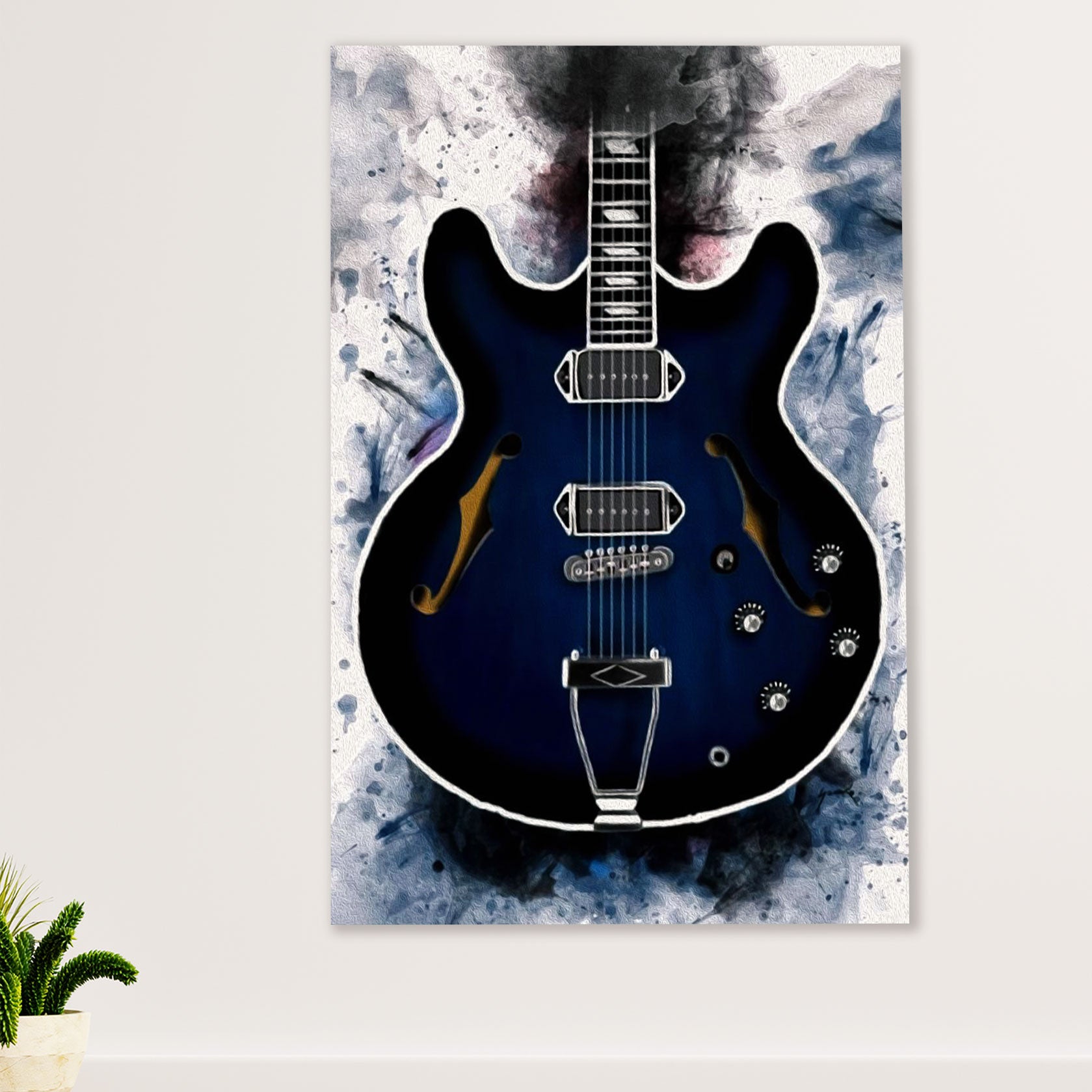 Music Guitar Canvas Wall Art Prints | Electric Guitar Painting | Home Décor Gift for Guitarist