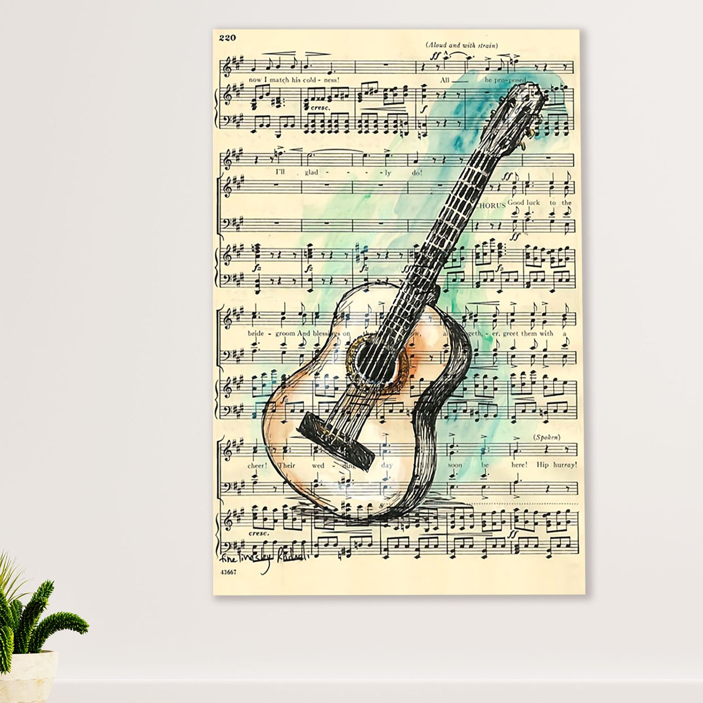 Music Guitar Canvas Wall Art Prints | Guitar Song Lyric | Home Décor Gift for Guitarist