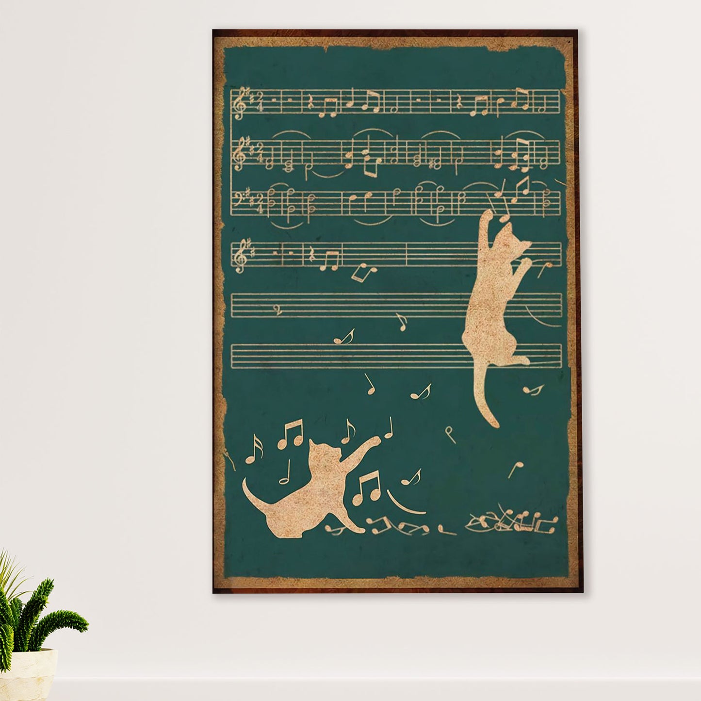 Music Guitar Poster Prints | Cat Guitar Song Lyric | Wall Art Gift for Guitarist