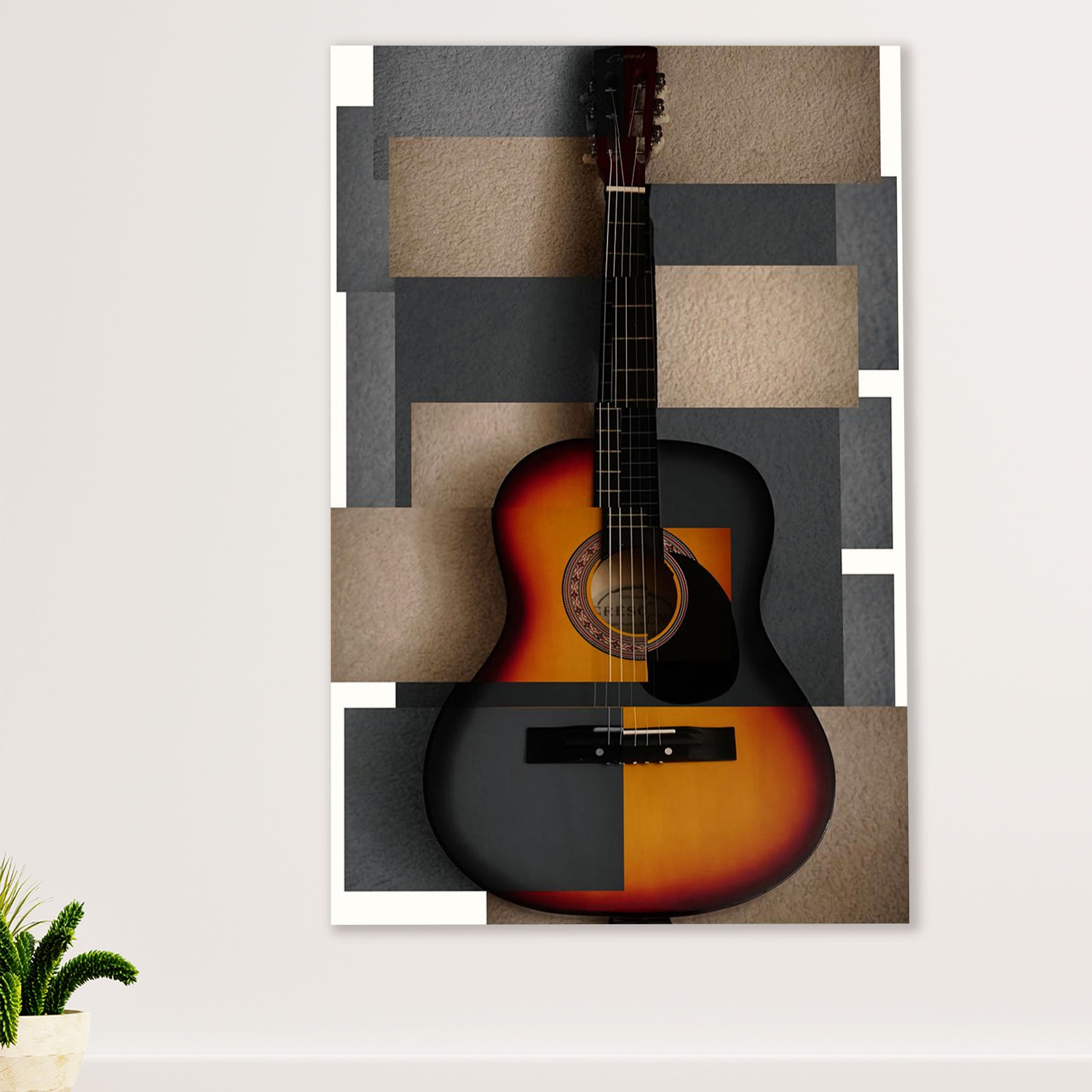 Music Guitar Canvas Wall Art Prints | Classic Guitar Potrait | Home Décor Gift for Guitarist