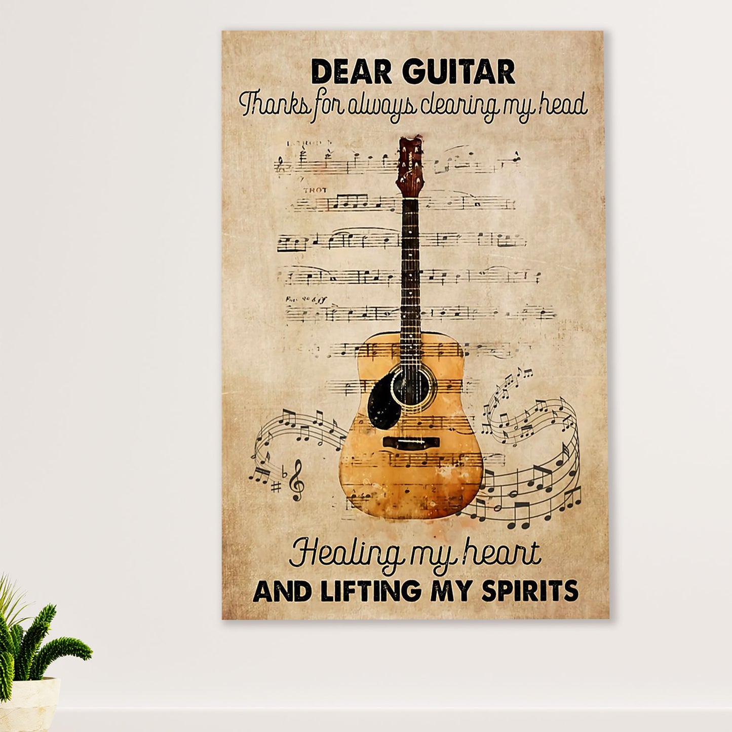 Music Guitar Canvas Wall Art Prints | Dear Guitar | Home Décor Gift for Guitarist