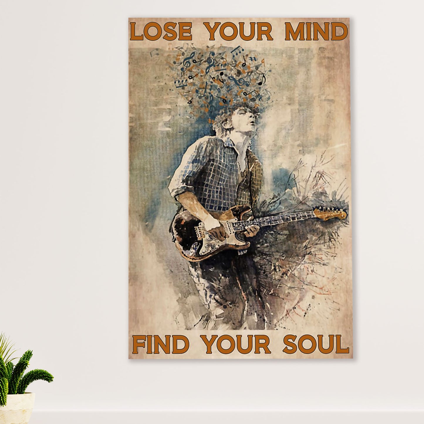 Music Guitar Canvas Wall Art Prints | Find Your Soul | Home Décor Gift for Guitarist