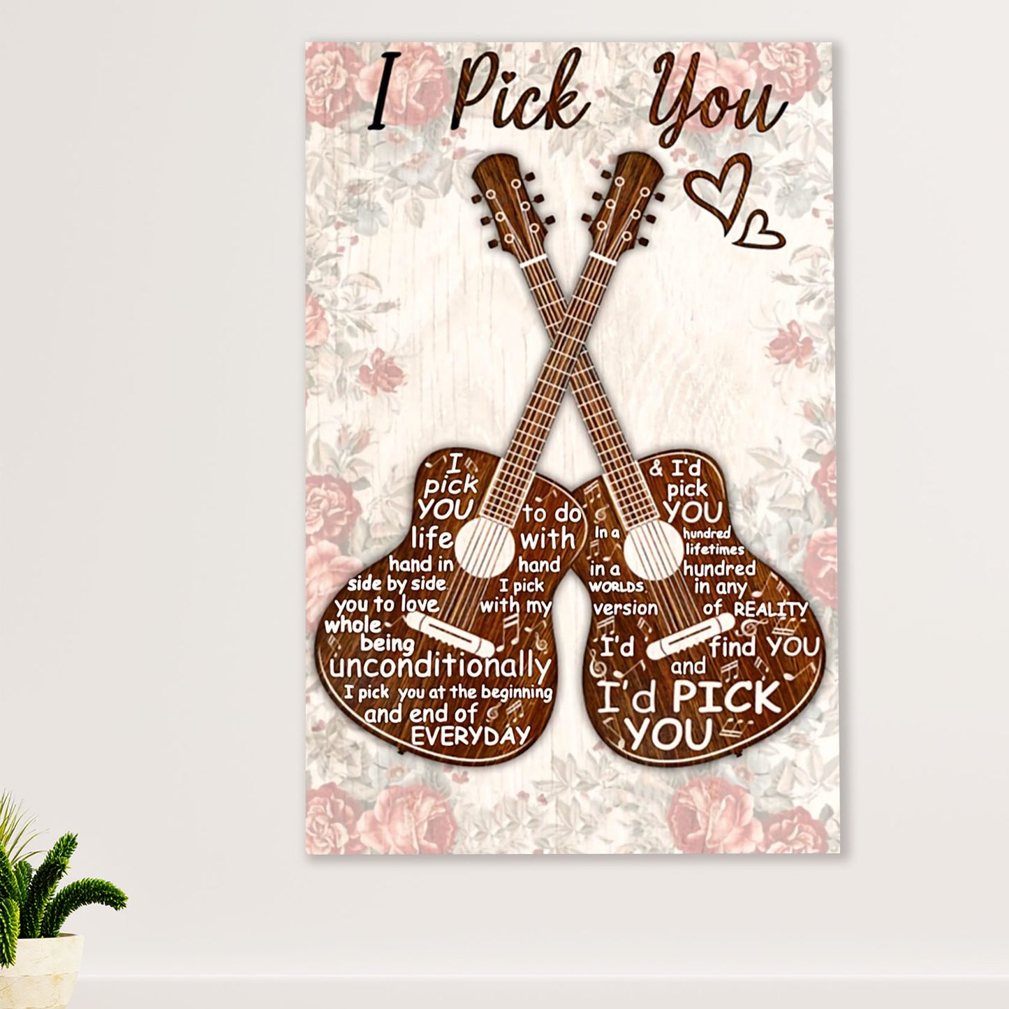 Music Guitar Poster Prints | I Pick You | Wall Art Gift for Guitarist