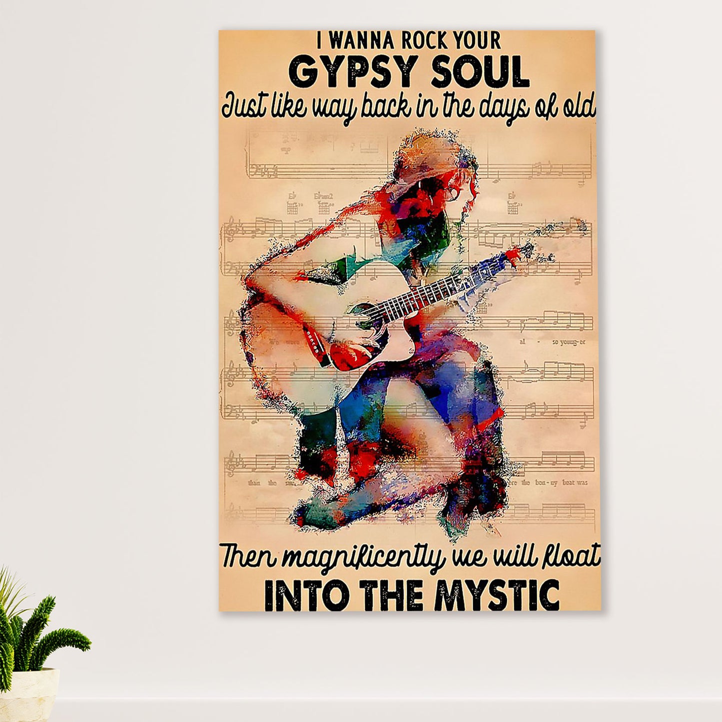 Music Guitar Poster Prints | Girl Gypsy Soul | Wall Art Gift for Guitarist