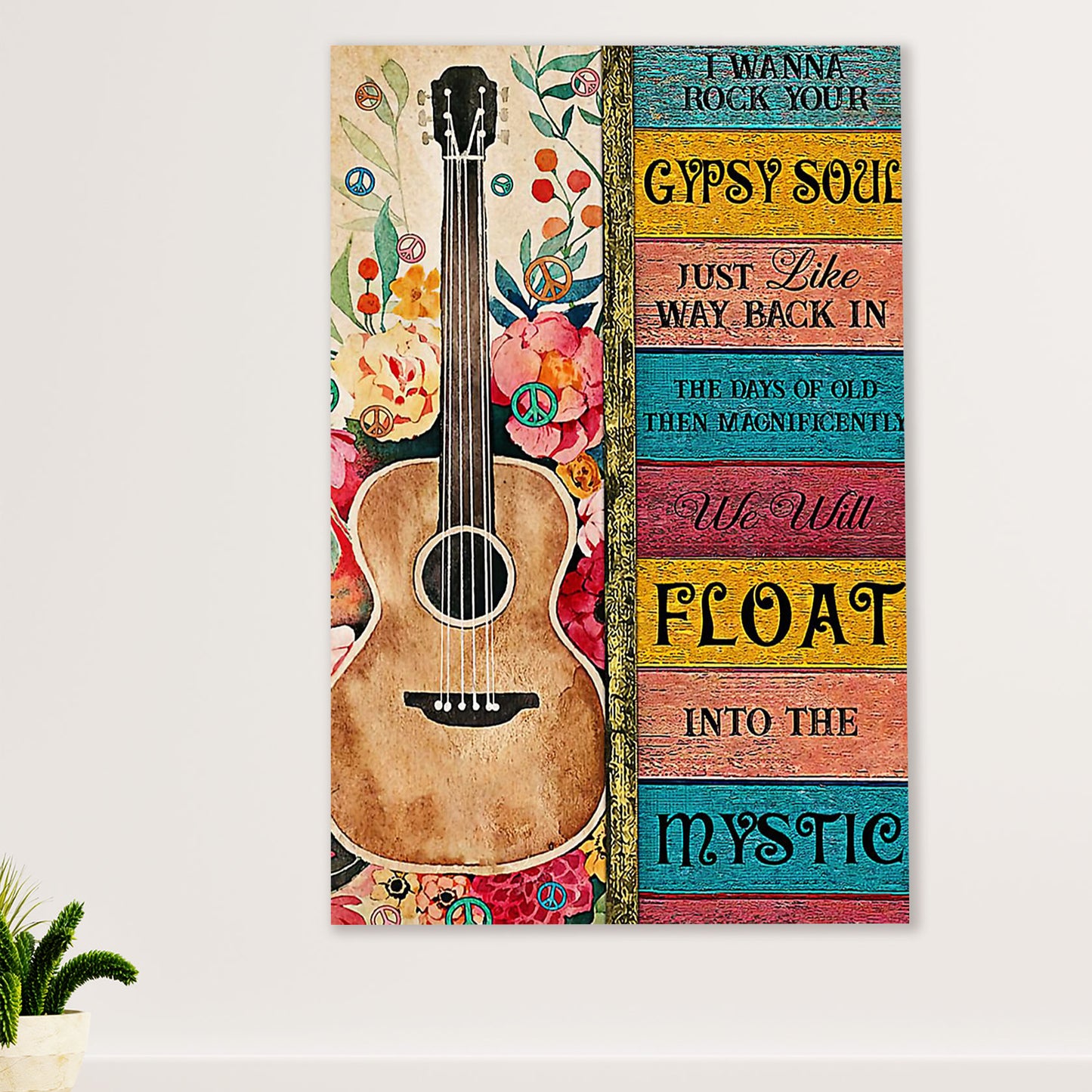 Music Guitar Canvas Wall Art Prints | Girl Gypsy Soul | Home Décor Gift for Guitarist
