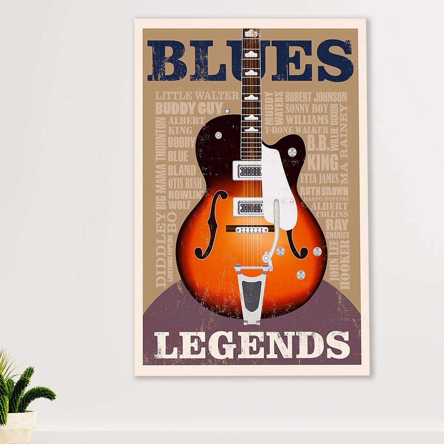 Music Guitar Canvas Wall Art Prints | Blues Legends Electric Guitar | Home Décor Gift for Guitarist