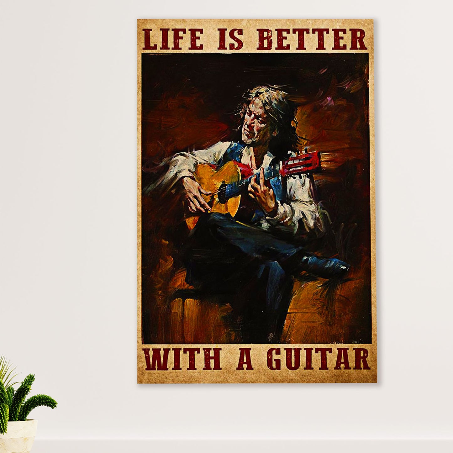 Music Guitar Poster Prints | Life Is Better With Guitar | Wall Art Gift for Guitarist